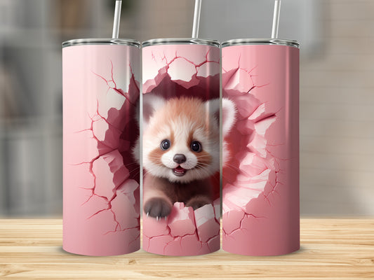 Adorable Red Panda Peeking Through Design Tumbler