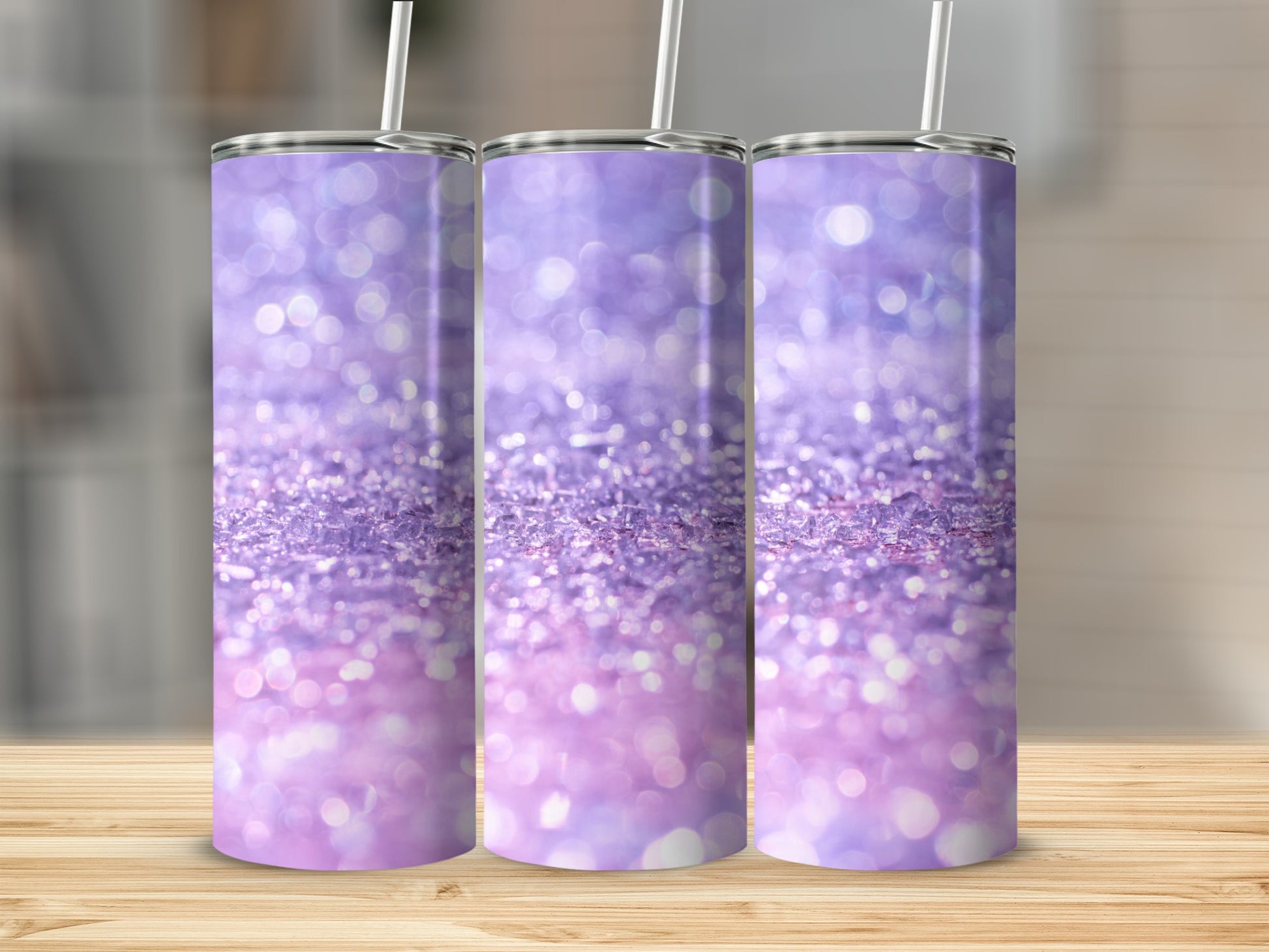 Glossy Purple Glitter Tumbler for Sparkling Beverage