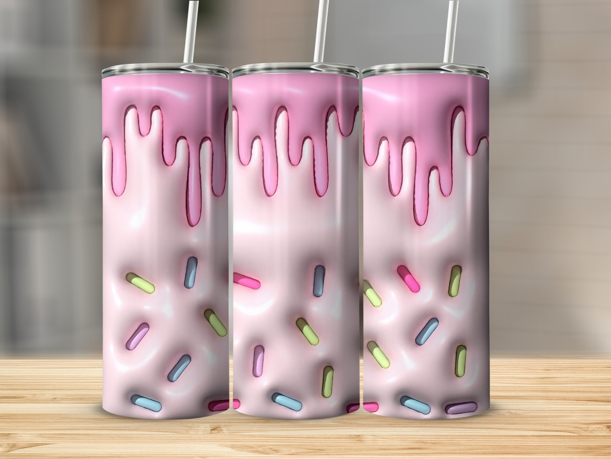 Pink Dripping Icing with Sprinkles Pattern Tumbler