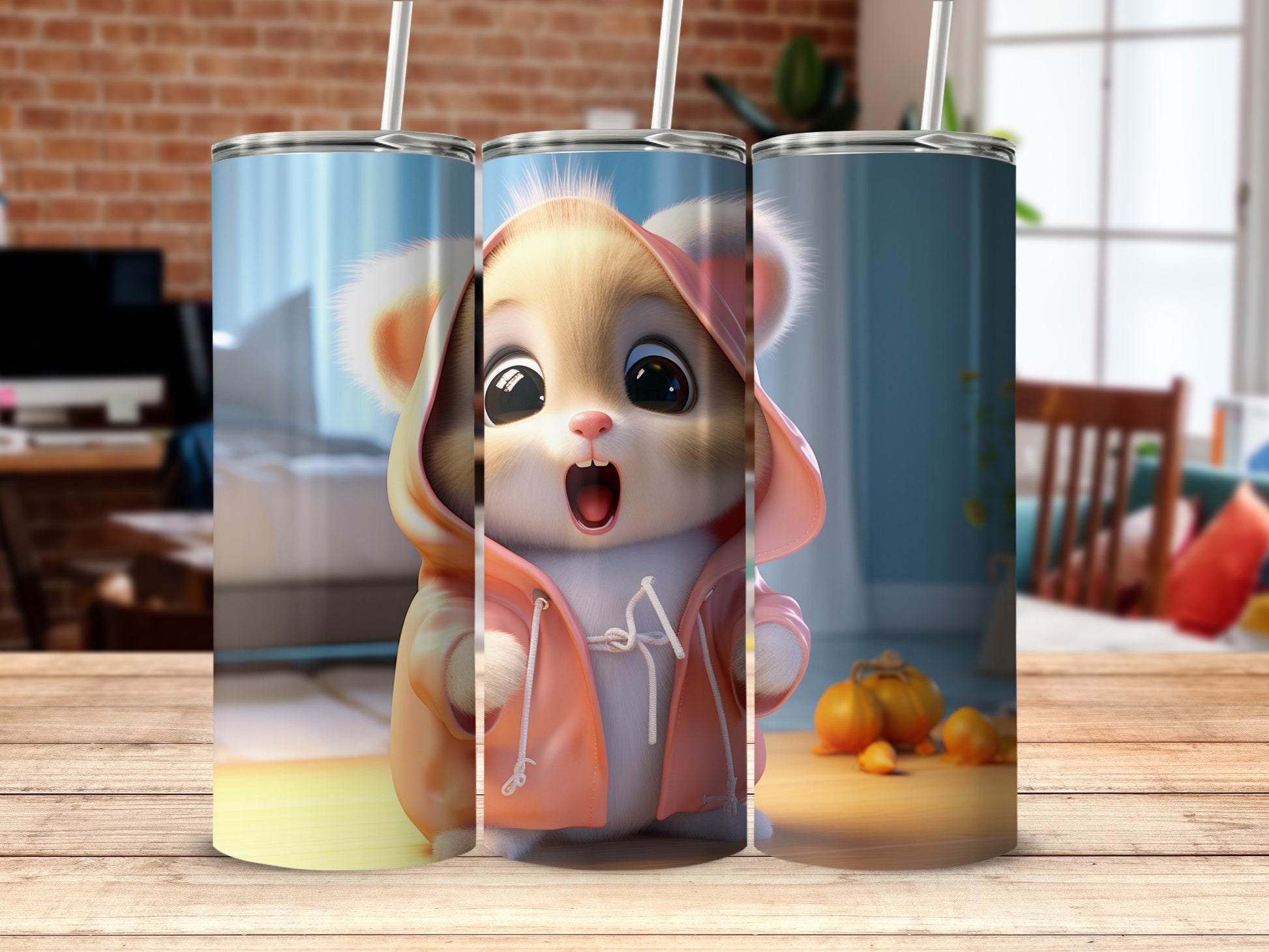 Cute Cartoon Puppy Character Tumbler with Hoodie Design