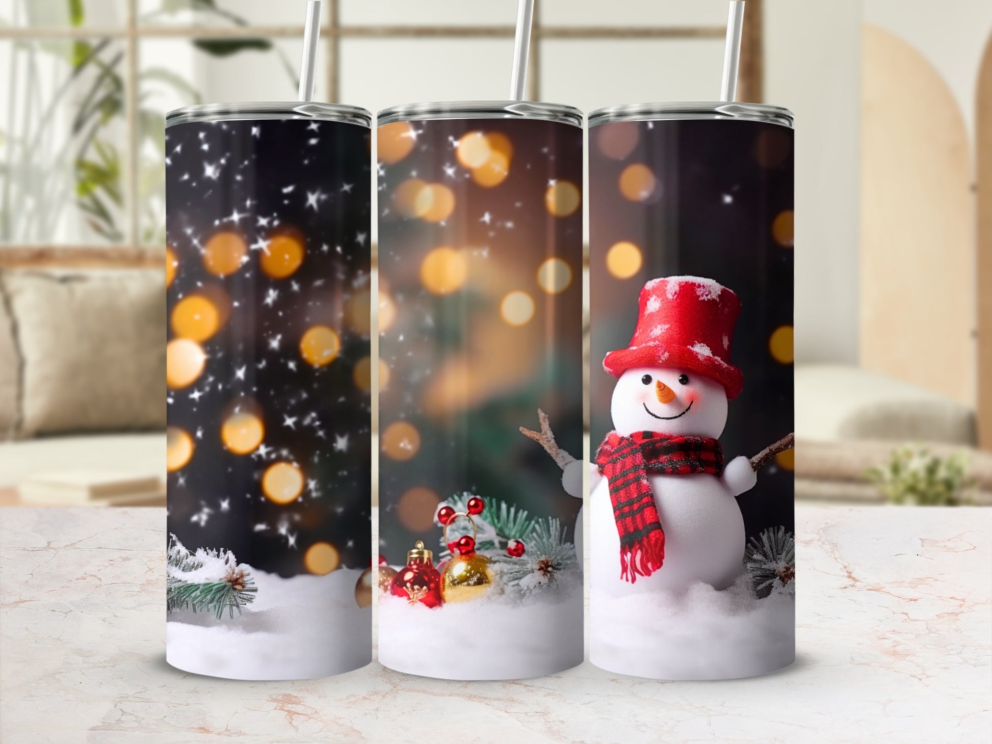 Festive Snowman Christmas Theme Tumbler Gift Set