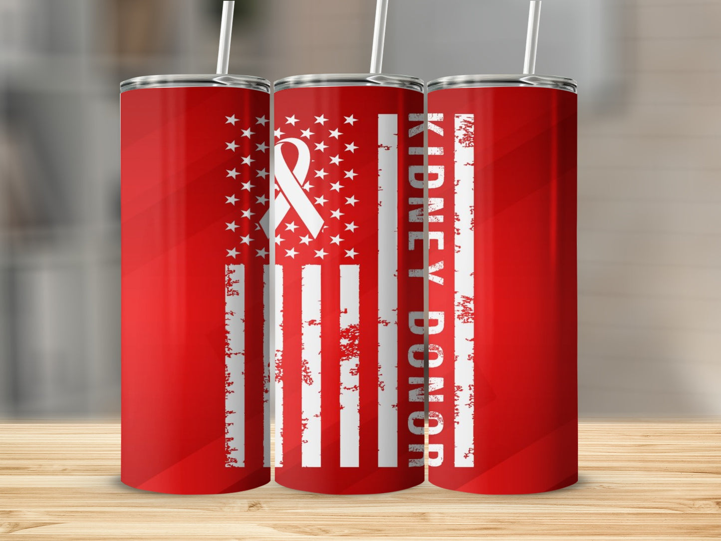 Kidney Donor Flag Design Tumbler with Straw