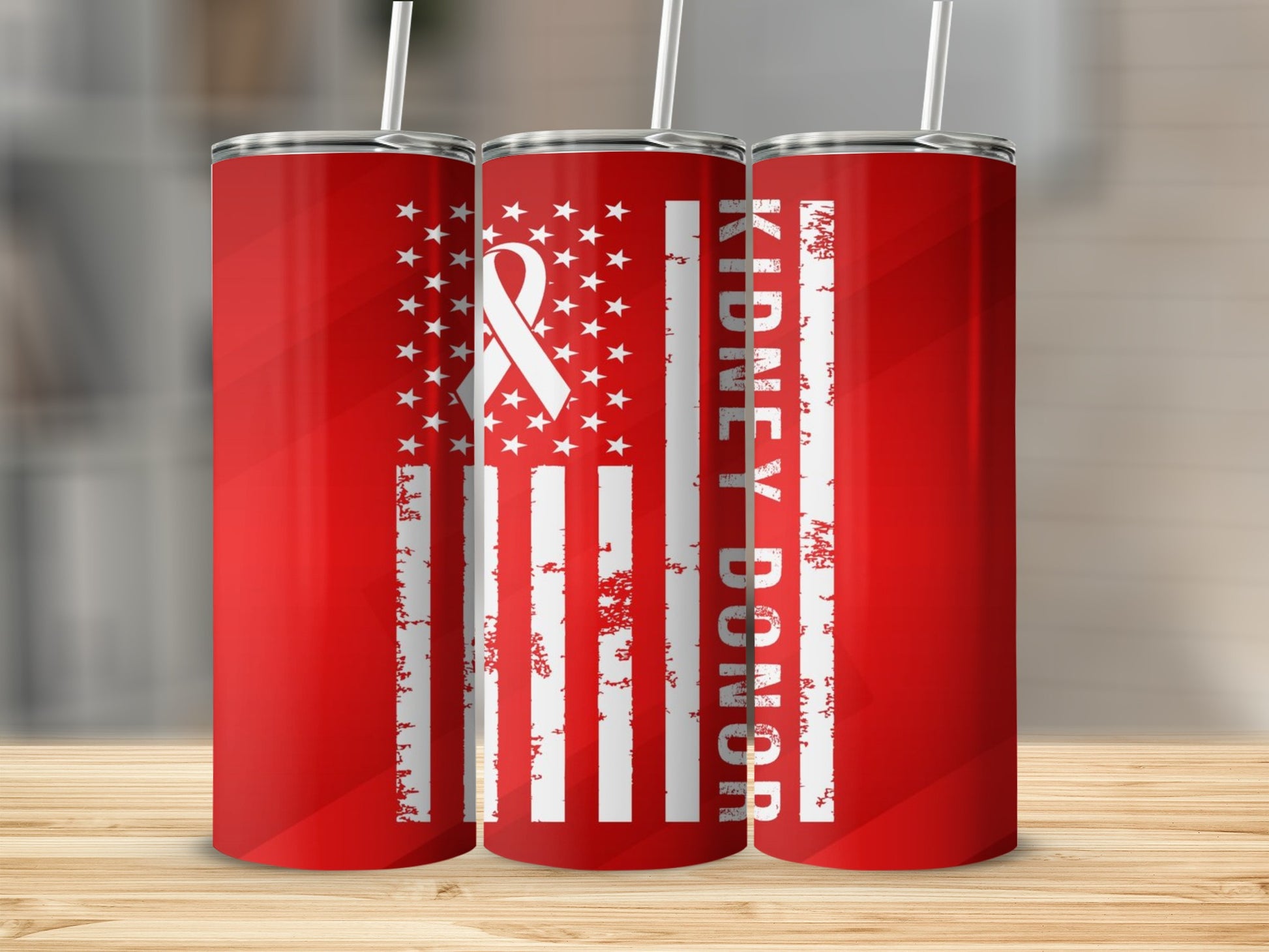 Kidney Donor Flag Design Tumbler with Straw