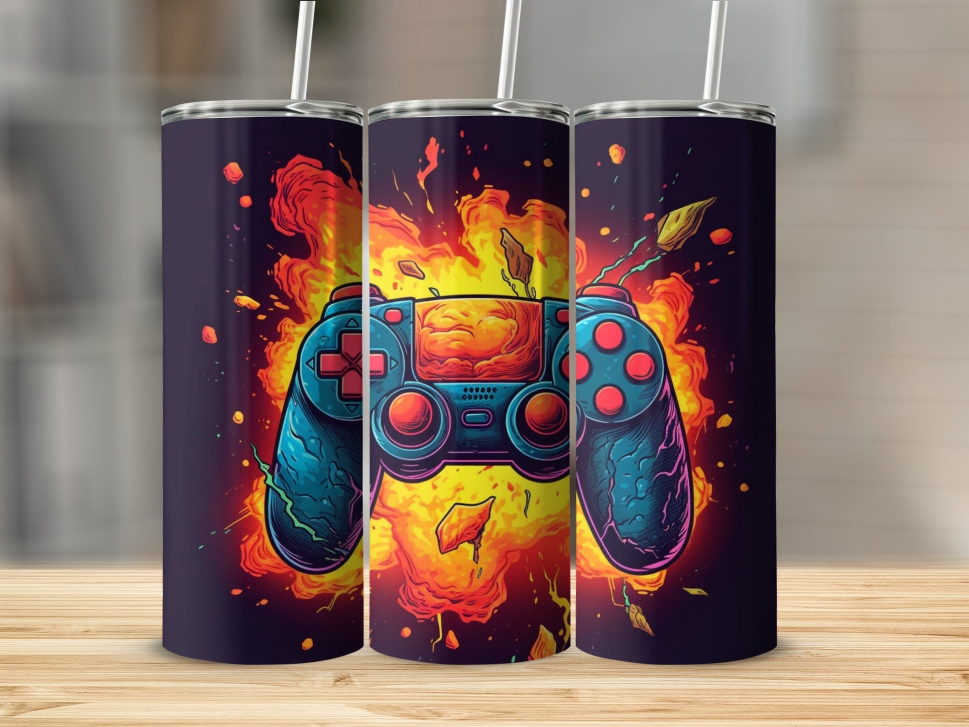Colorful Explosive Gaming Controller Design Tumbler