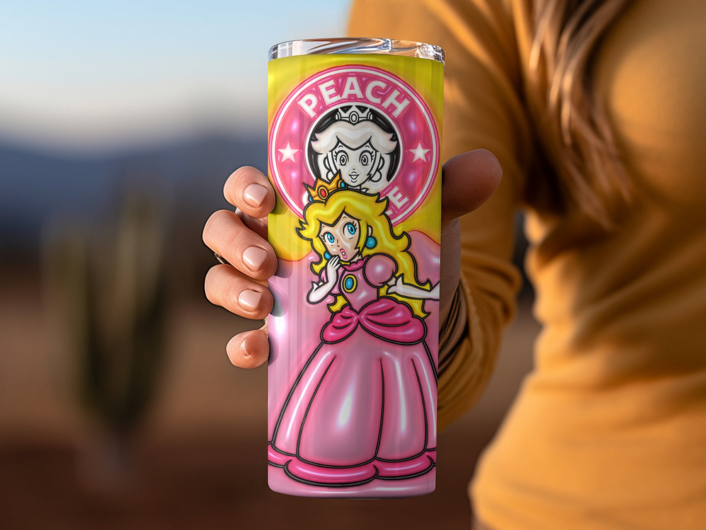 Princess Peach Cartoon Character Insulated Tumbler Cup