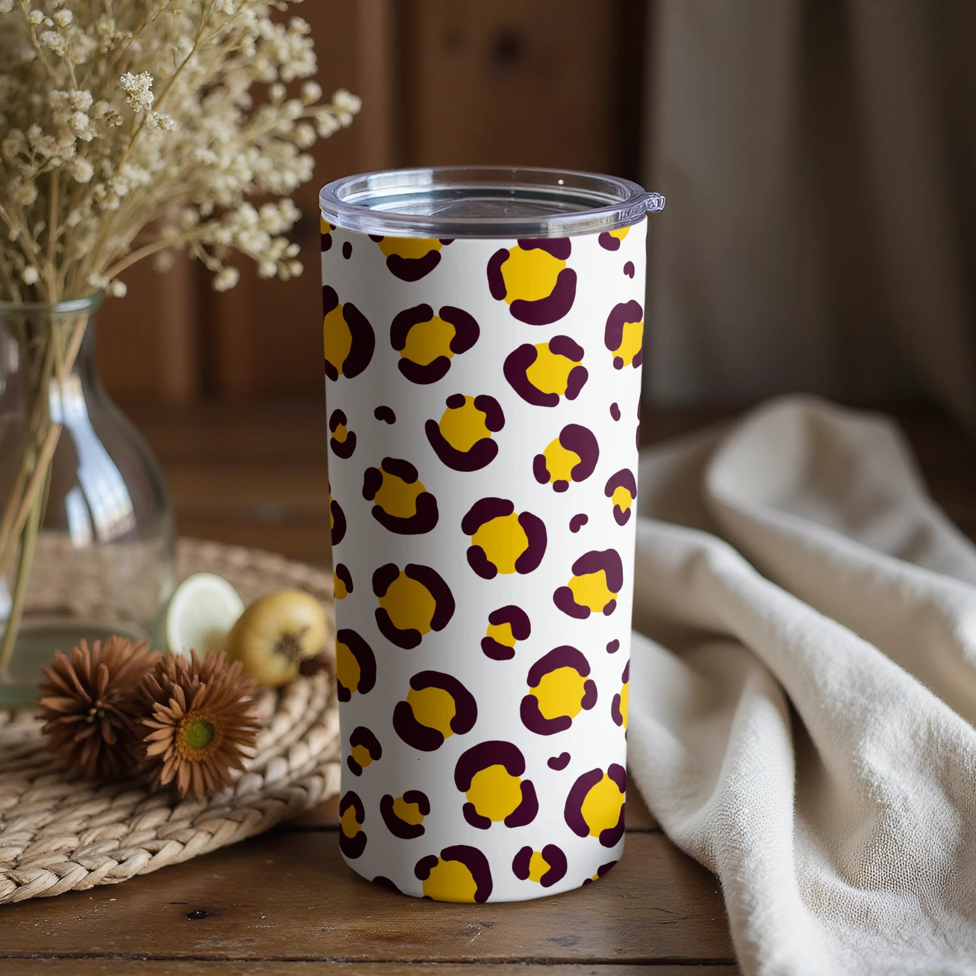 Vibrant Leopard Patterned Insulated Tumbler