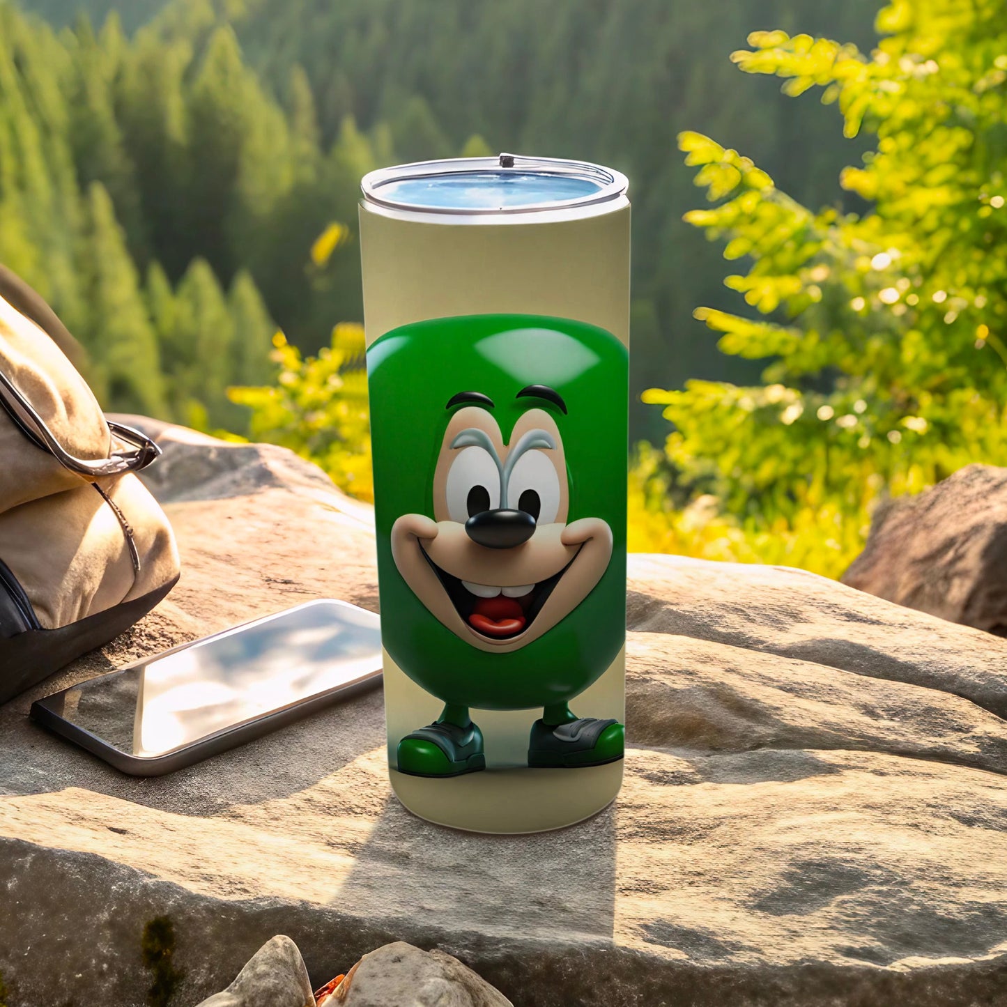 Happy Green Cartoon Character Insulated Tumbler Cup