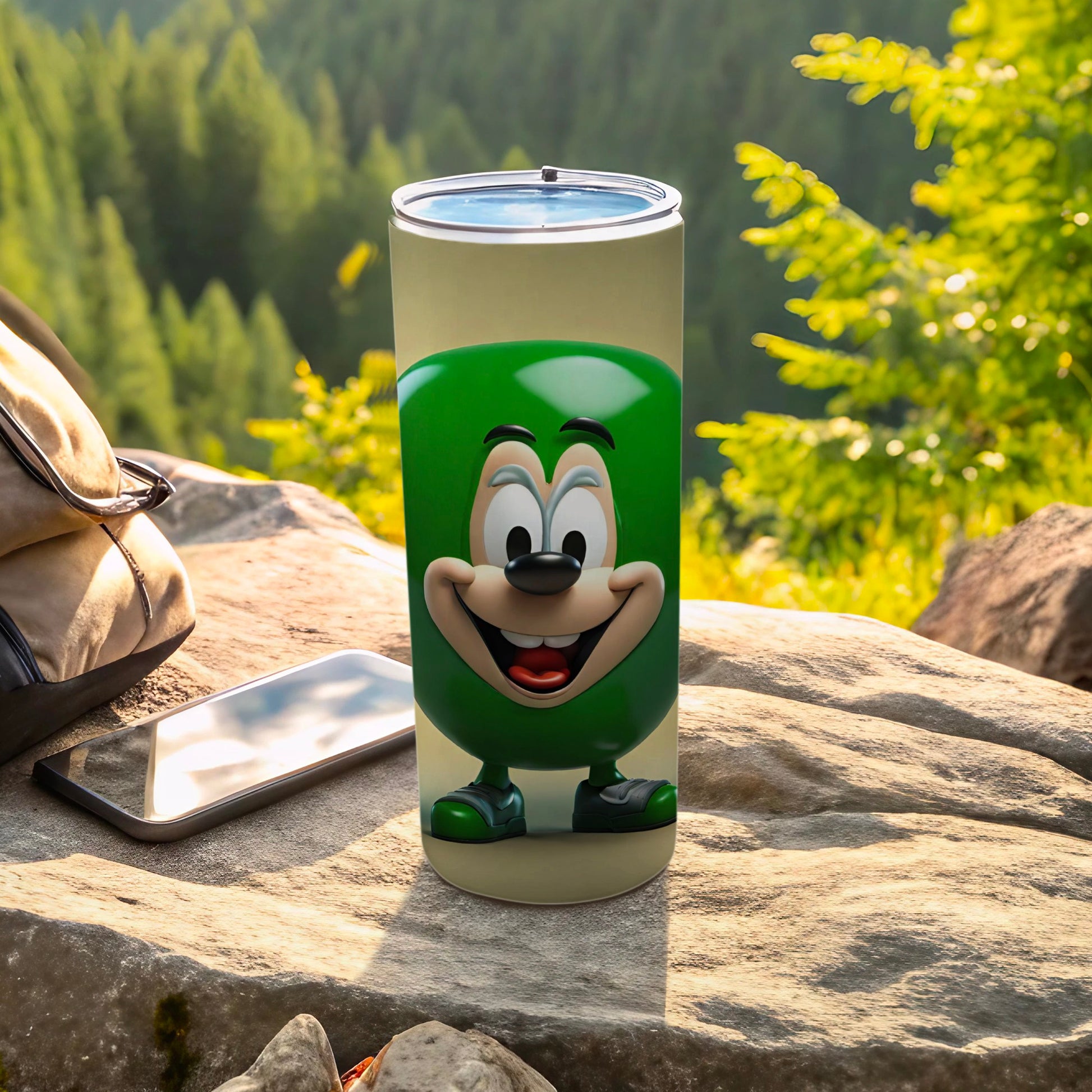 Happy Green Cartoon Character Insulated Tumbler Cup