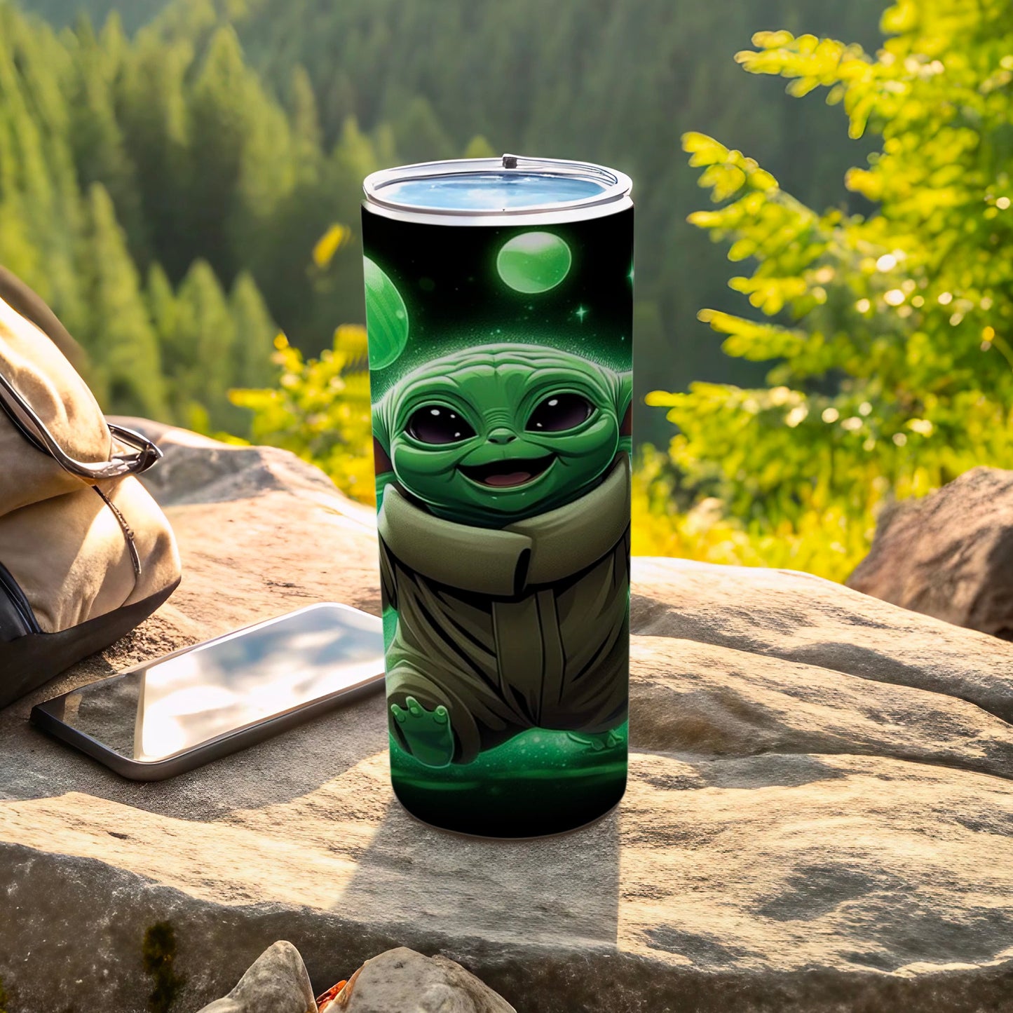 Cute Green Alien Character Insulated Tumbler Cup