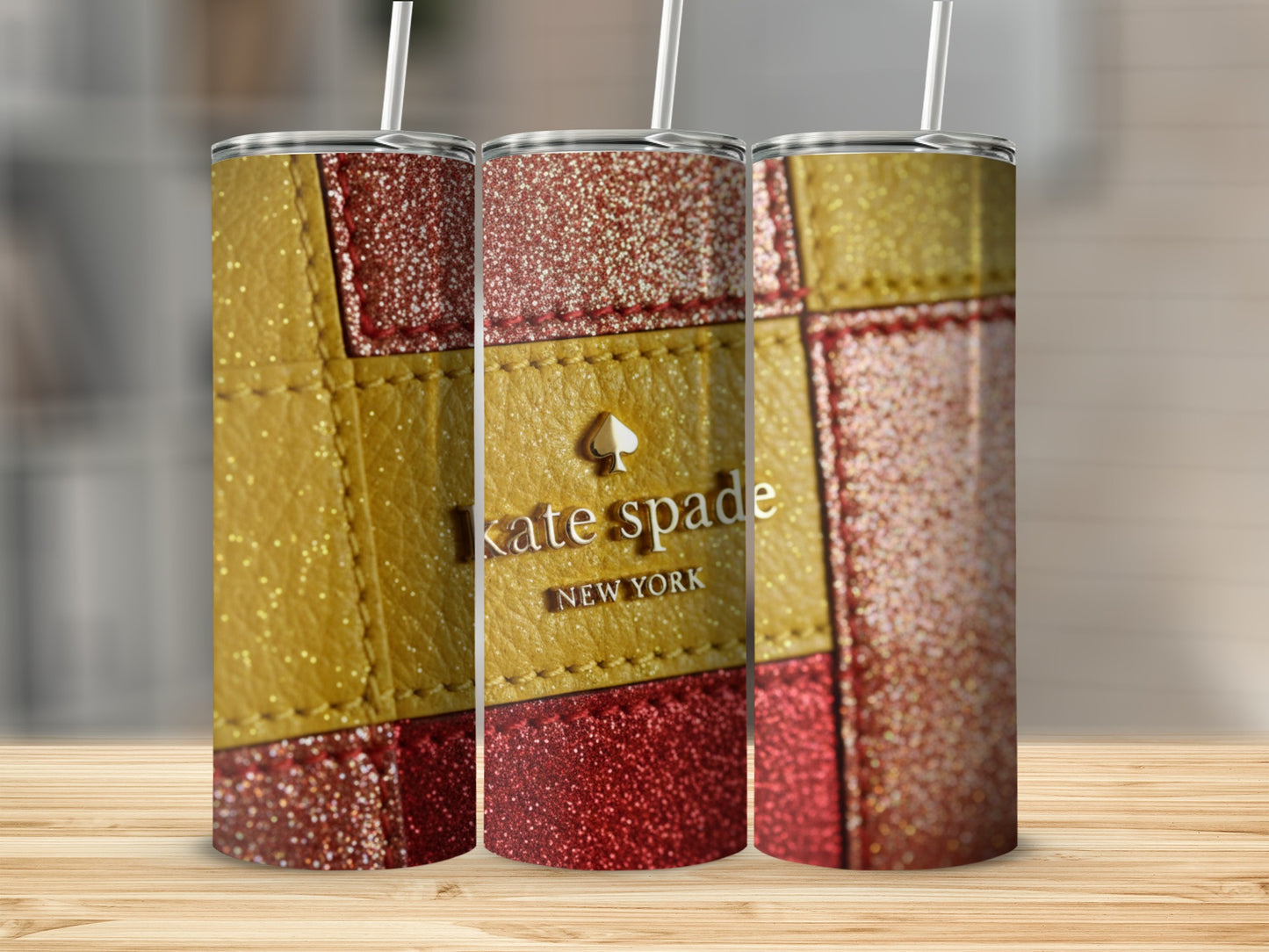 Inspired By Fabulous Kate Spade New York Brand Sparkle Red Gold Tumblers