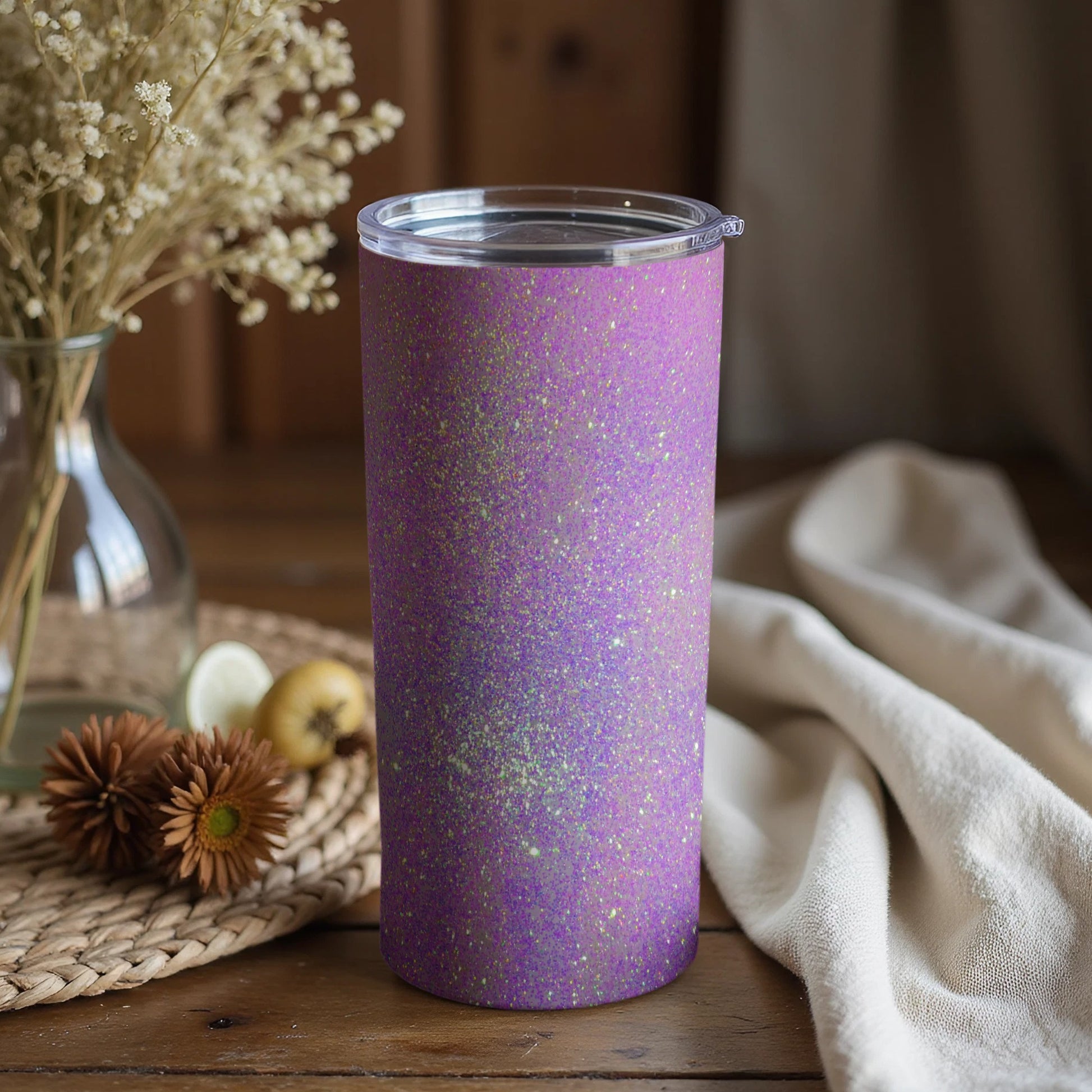 Sparkling Purple Insulated Tumbler with Glitter Finish