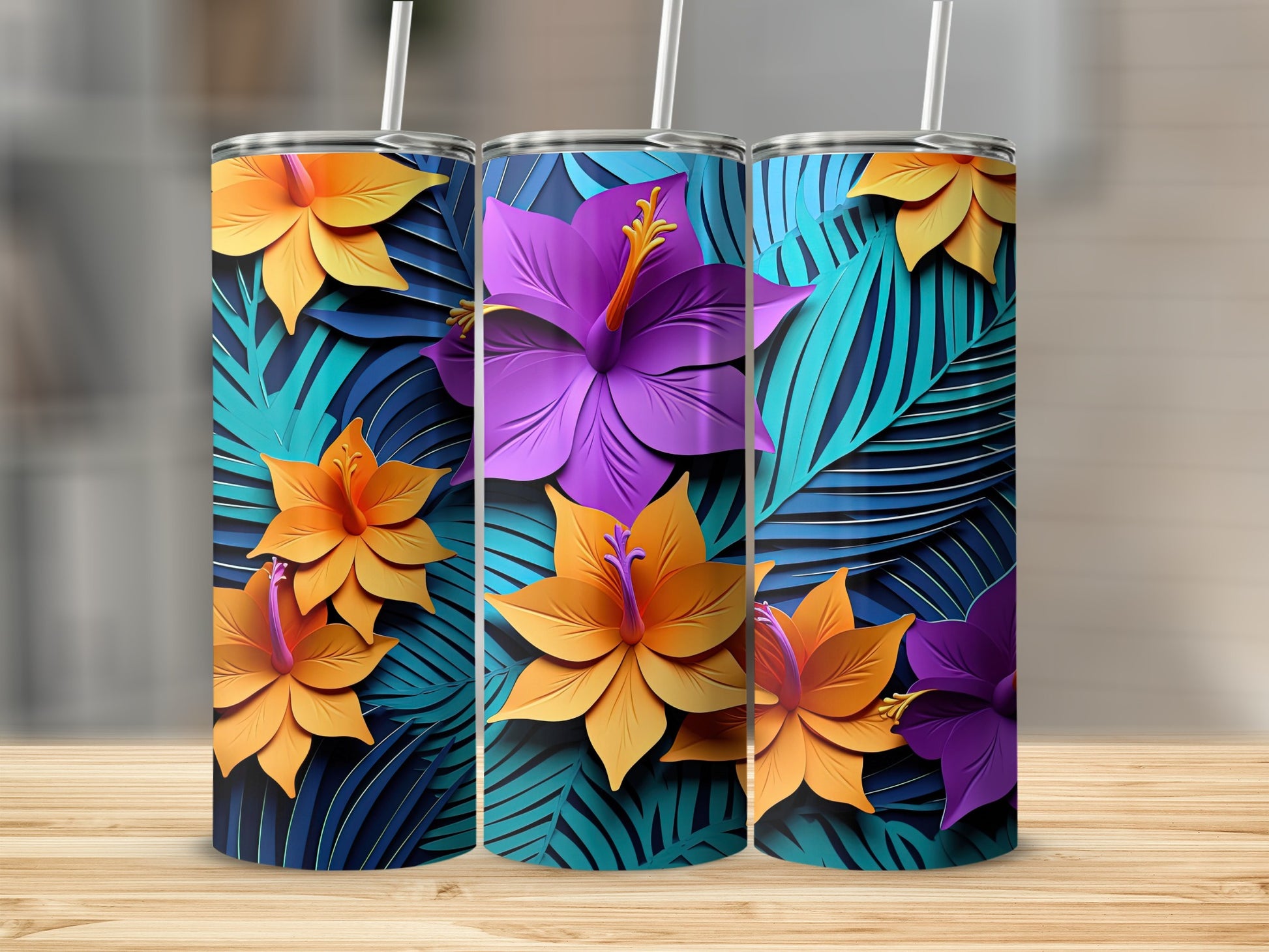 Tropical Floral Design Tall Tumbler Collection