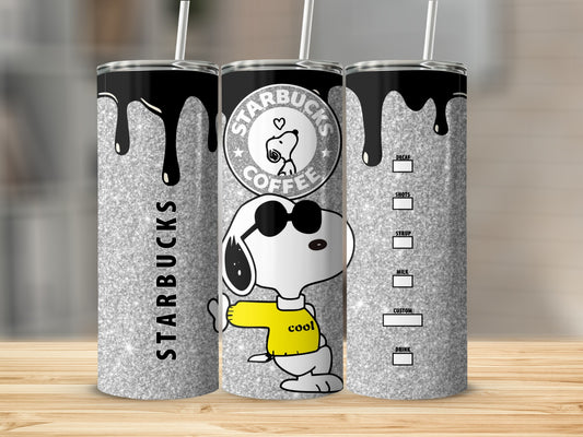 Snoopy Cool Starbucks-Themed Tumbler Cup with Straw
