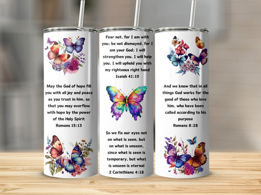 Inspirational Butterfly Design Tumbler for a Cheerful Day