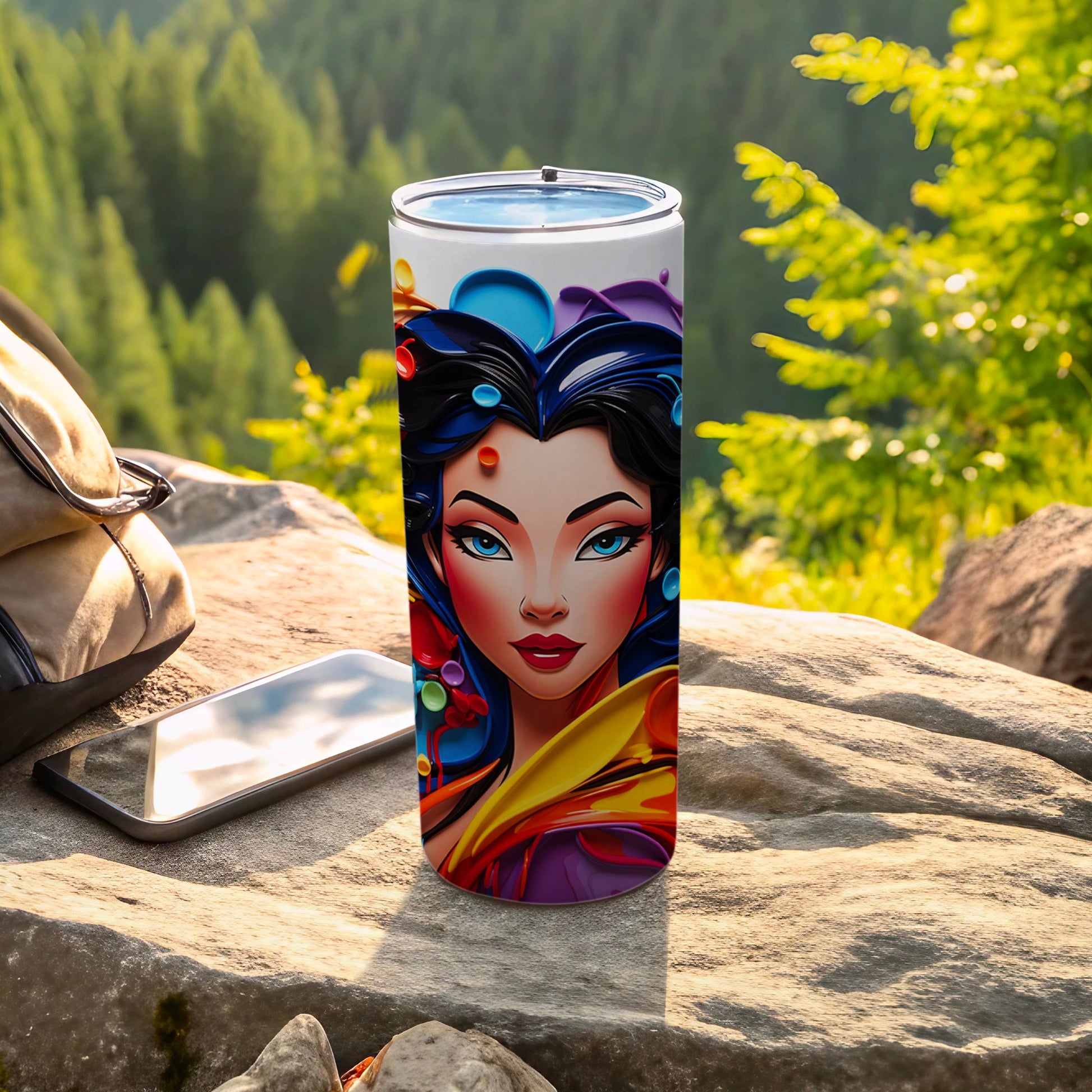 Colorful Artistic Character Design Travel Tumbler Cup