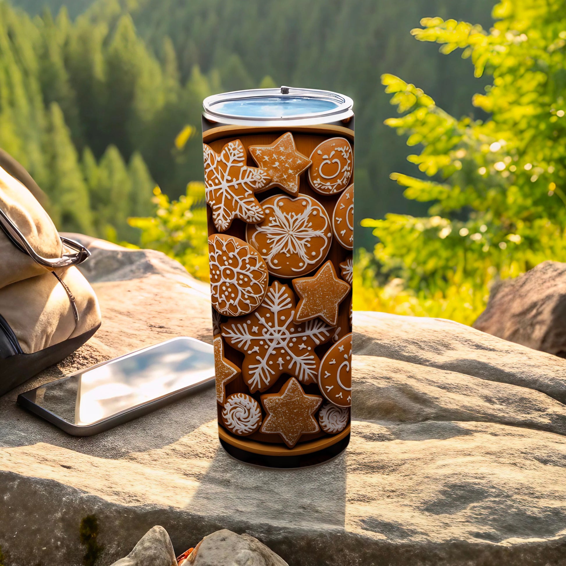 Festive Holiday Themed Gingerbread Pattern Tumbler