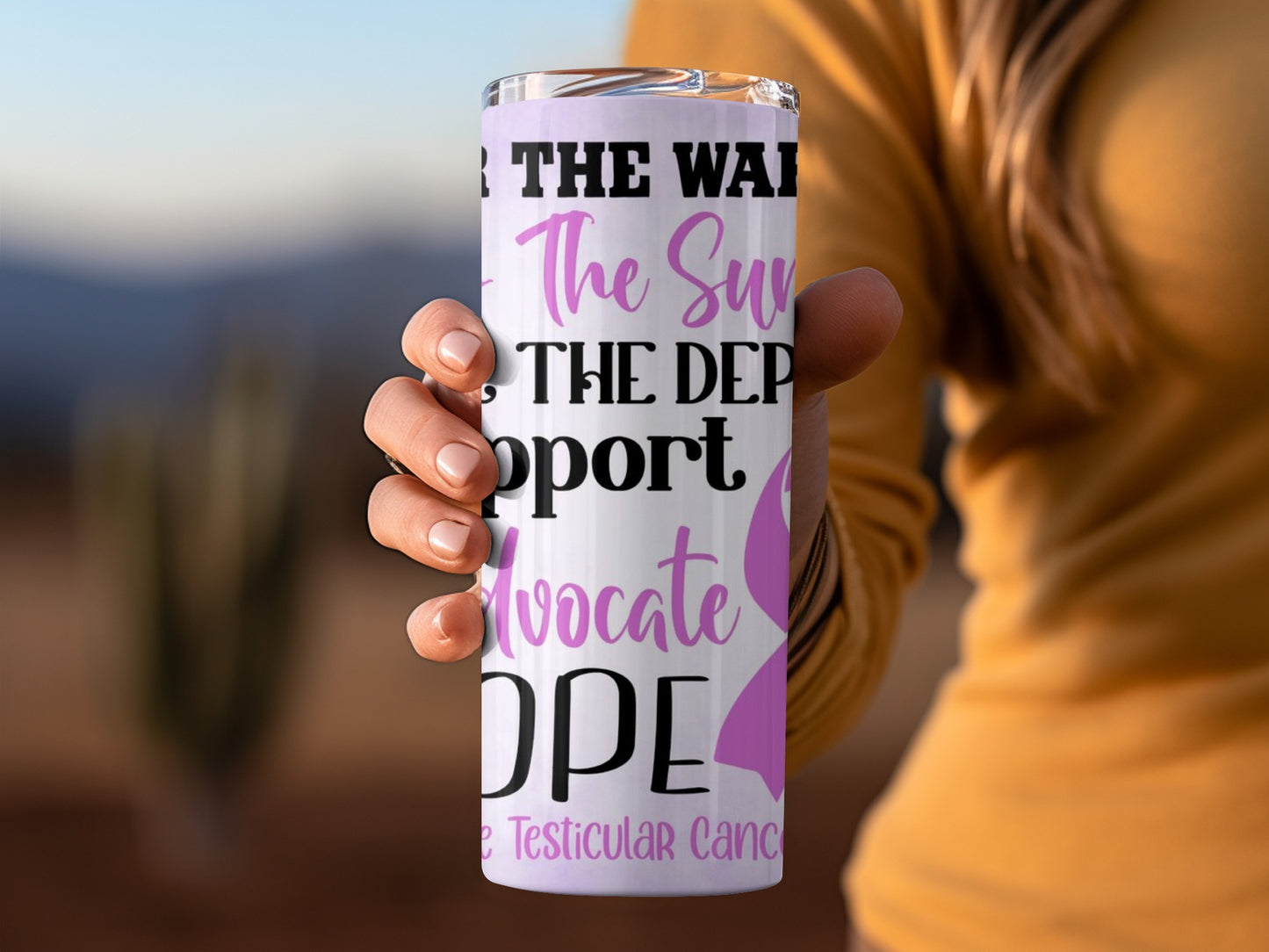 Testicular Cancer Support Advocate Words Tumbler Cup