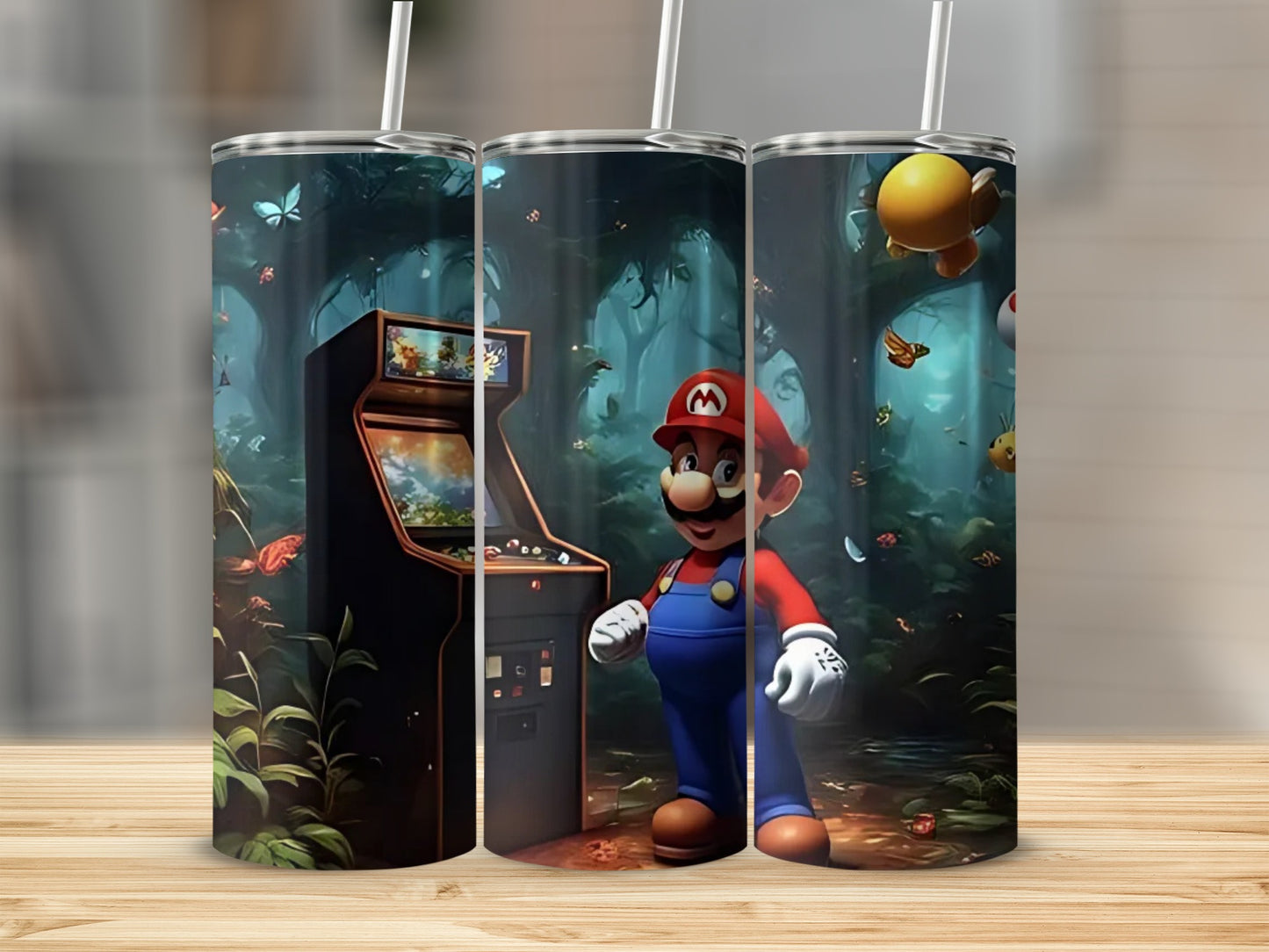 Retro Arcade Mario Forest Adventure Tumbler