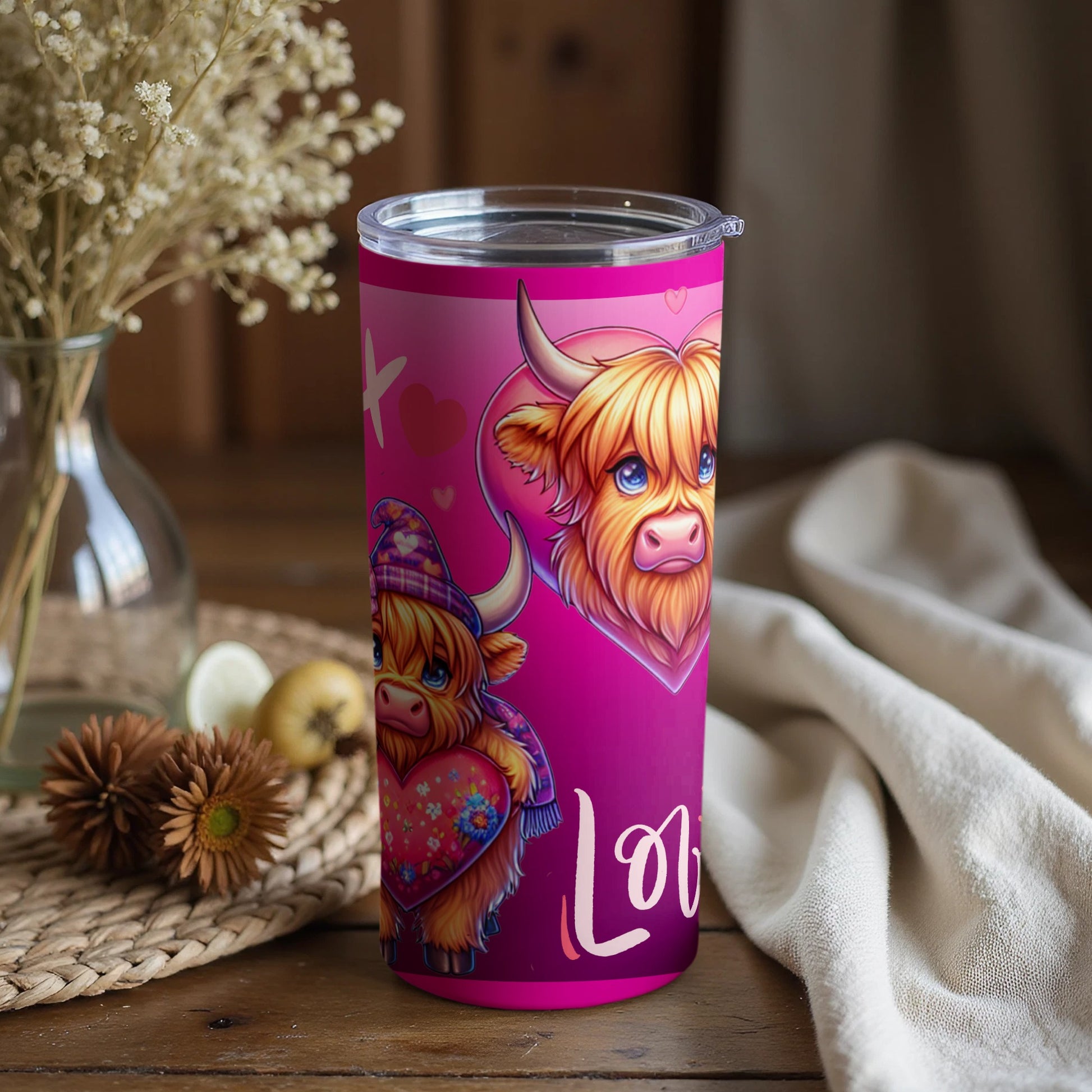 Adorable Highland Cow Art Insulated Tumbler
