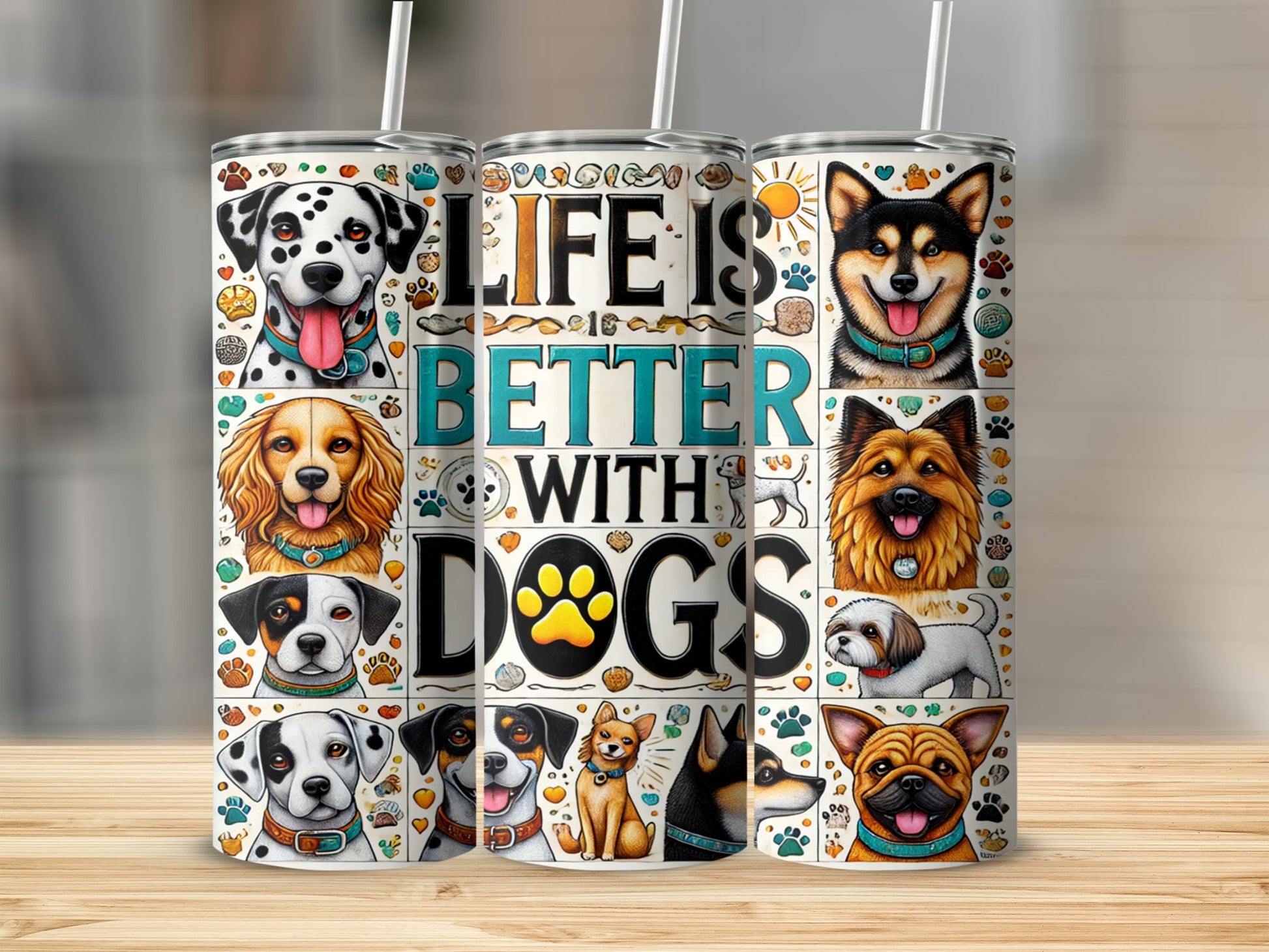 Vibrant Life Is Better With Dogs Graphic Tumbler