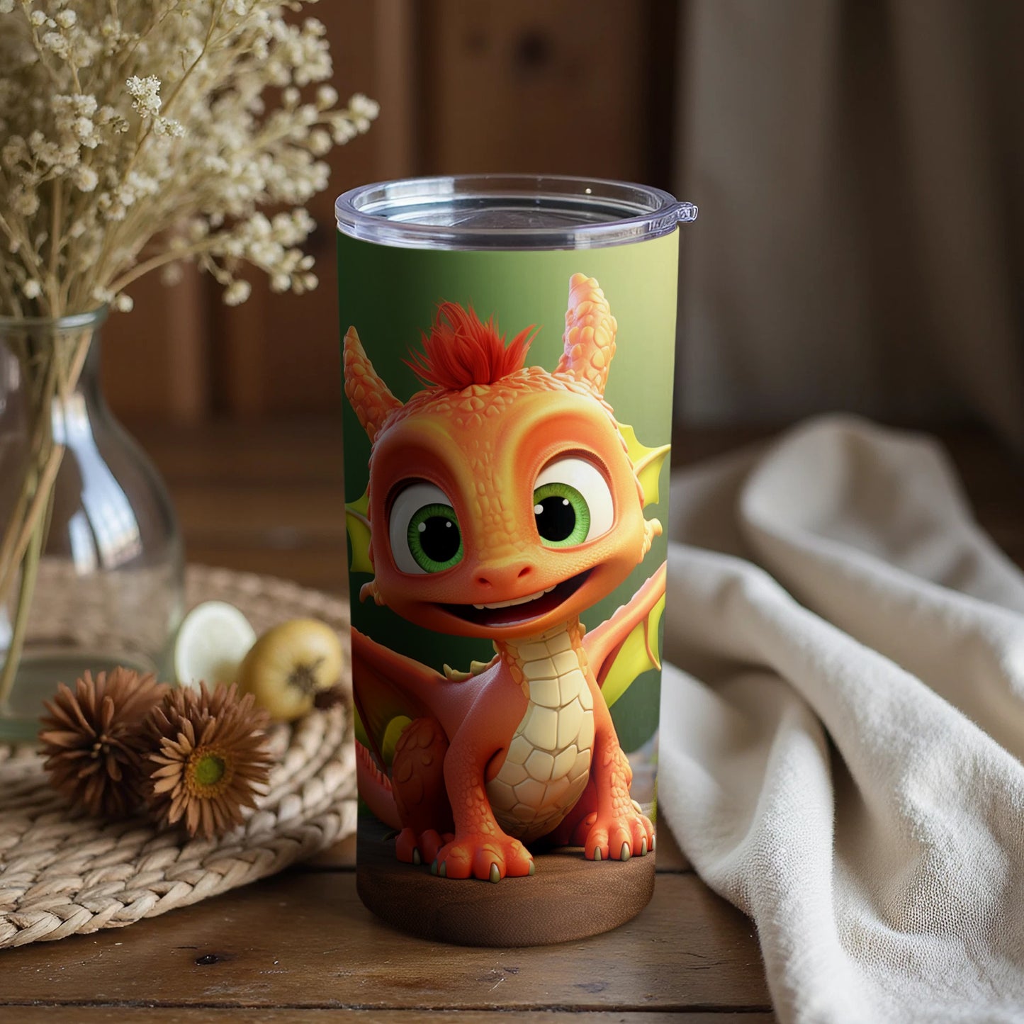 Adorable Cartoon Dragon Tall Tumbler Cup for Kids