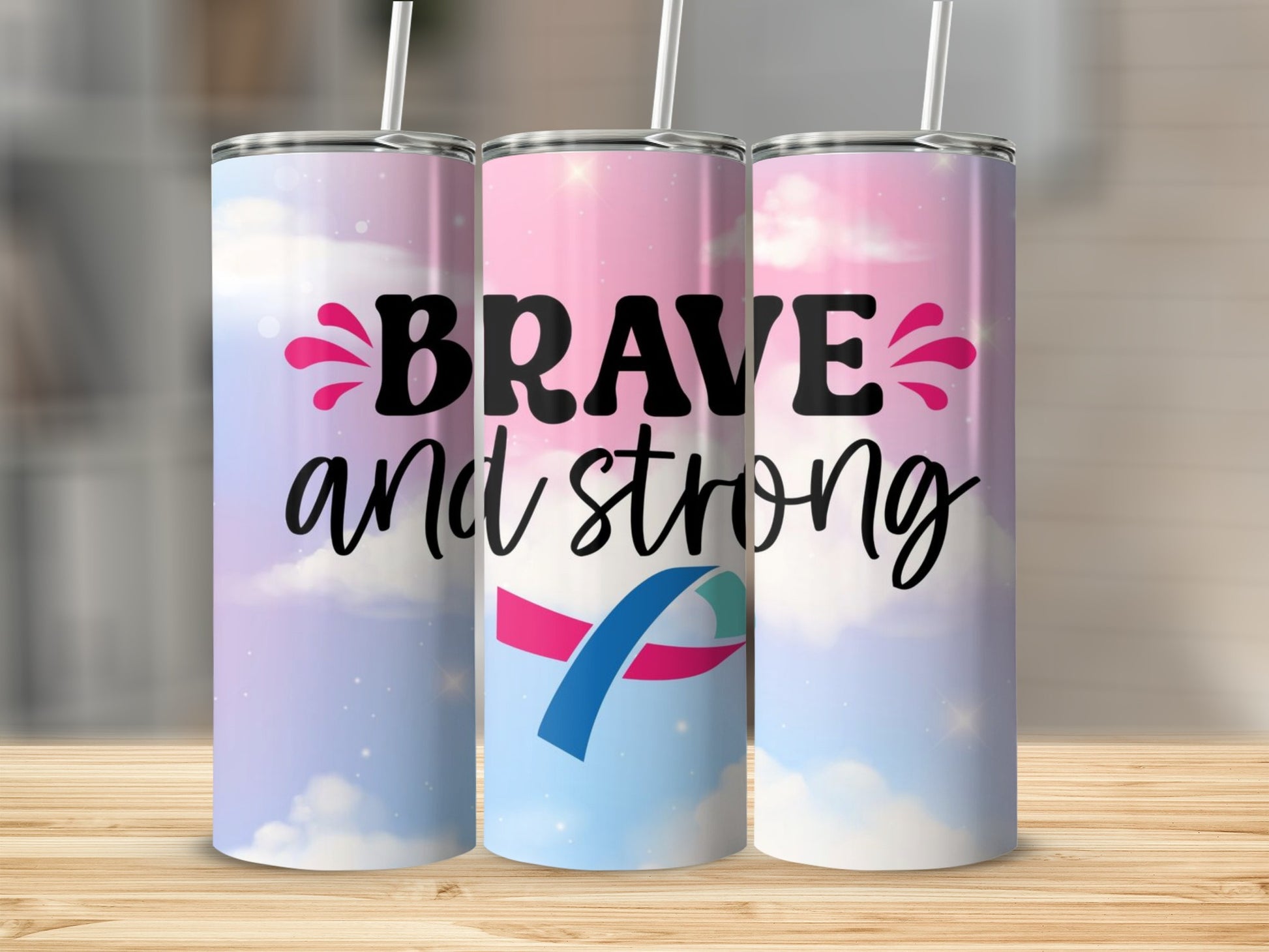Brave and Strong Tumblers With Inspirational Graphics