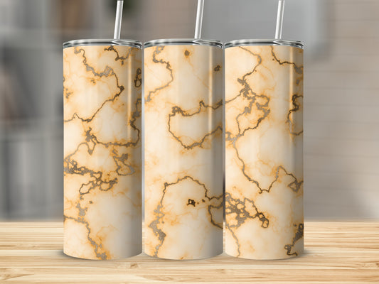 Elegant Amber Marble Pattern Fused With Gold Veins Tumblers