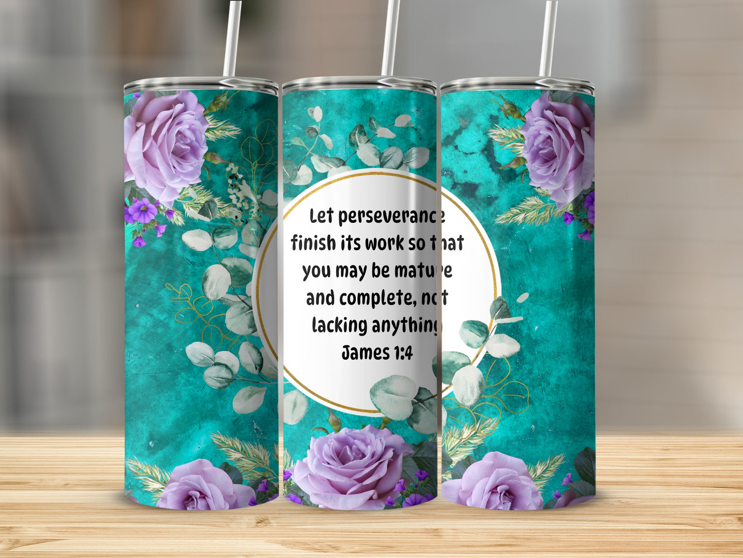 Let Perseverance Finish Its Work Floral Tumbler