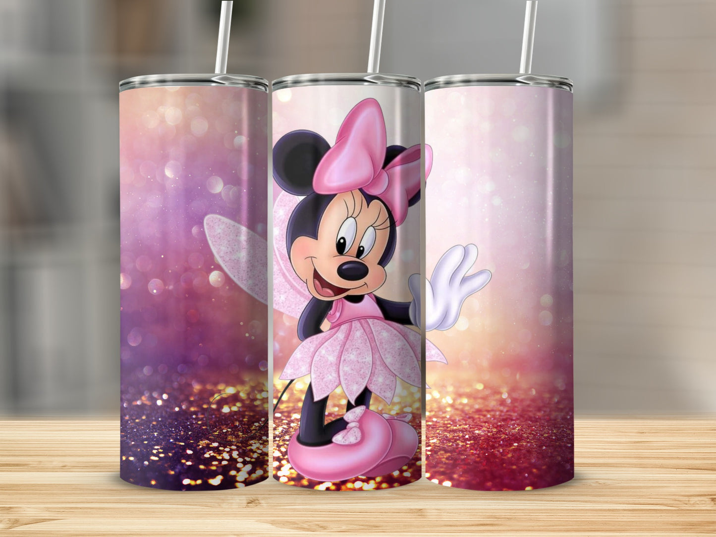 Cute Fairy Cartoon Character Glitter Effect Tumbler