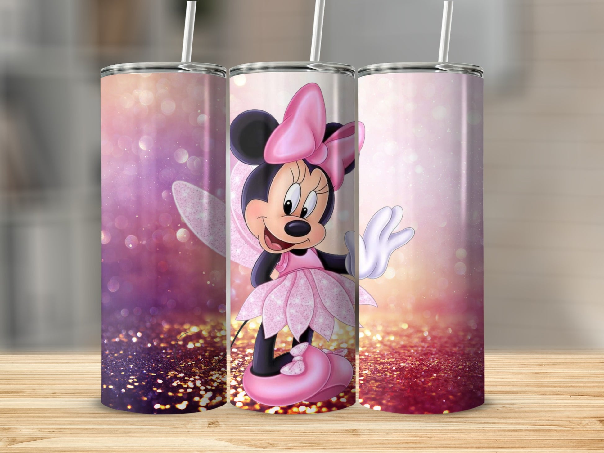 Cute Fairy Cartoon Character Glitter Effect Tumbler