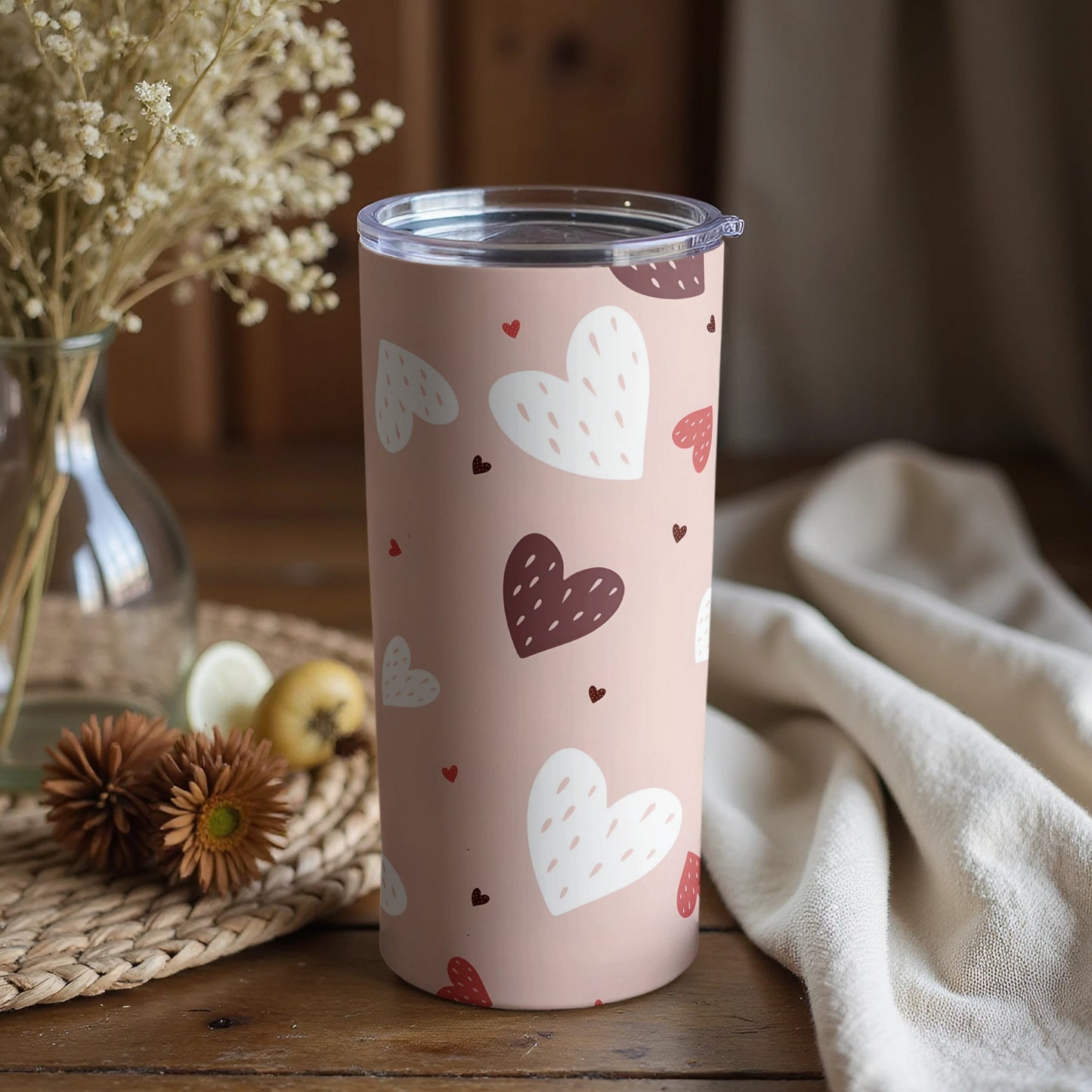 Heart Patterned Tumbler with Cute Love Design