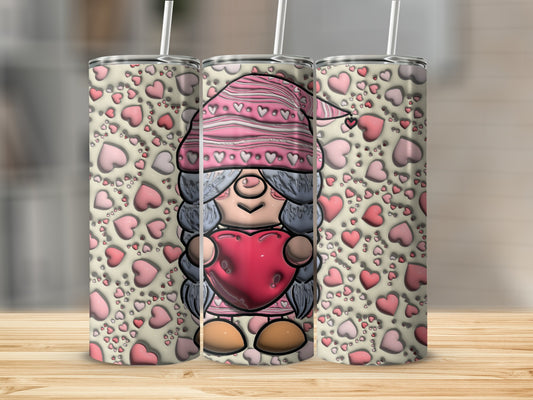 Adorable Gnome with Heart Valentines Day Drinkware