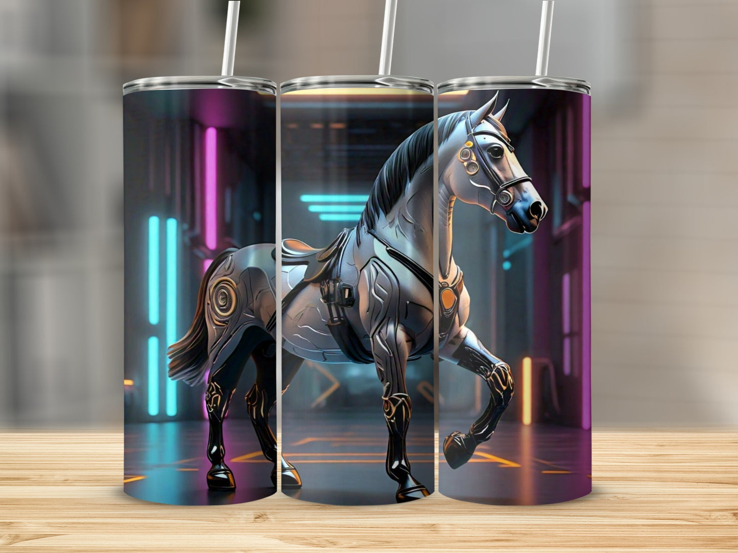 Futuristic Stallion Design Tumbler for Trendsetters