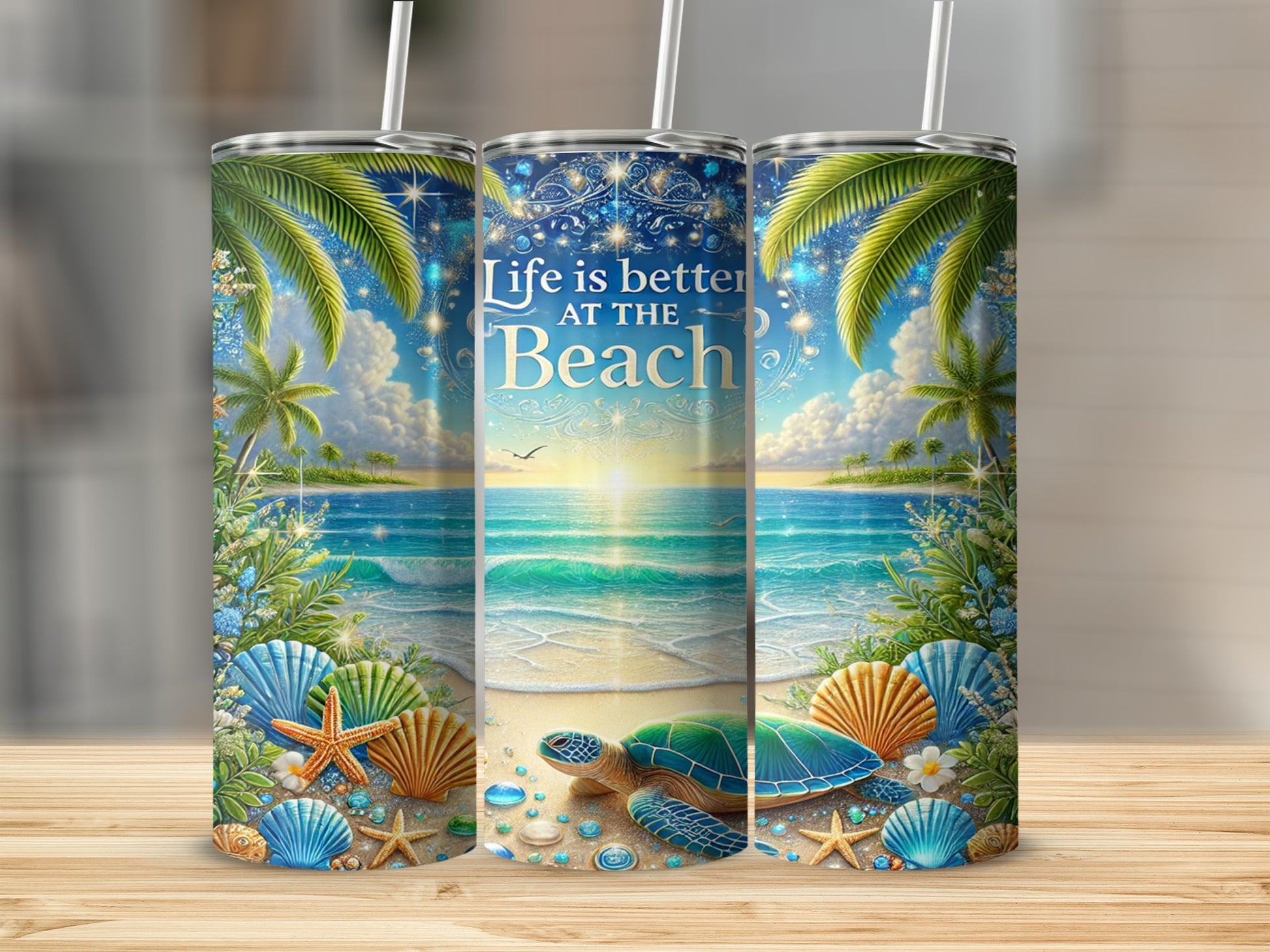 Life is Better at The Beach Ocean Scene Tumbler