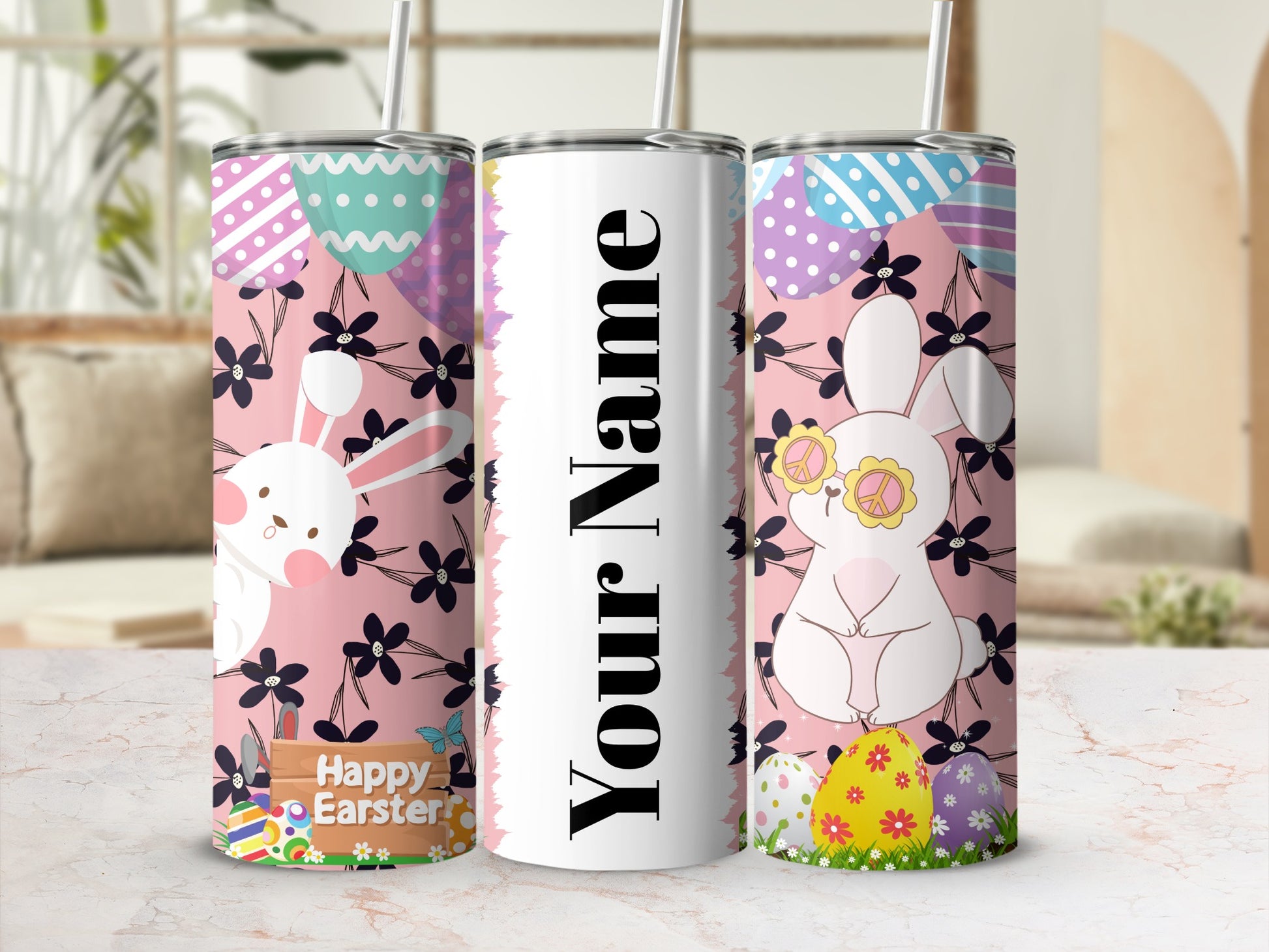 Personalized Happy Easter Bunny Tumbler for Spring Celebrations