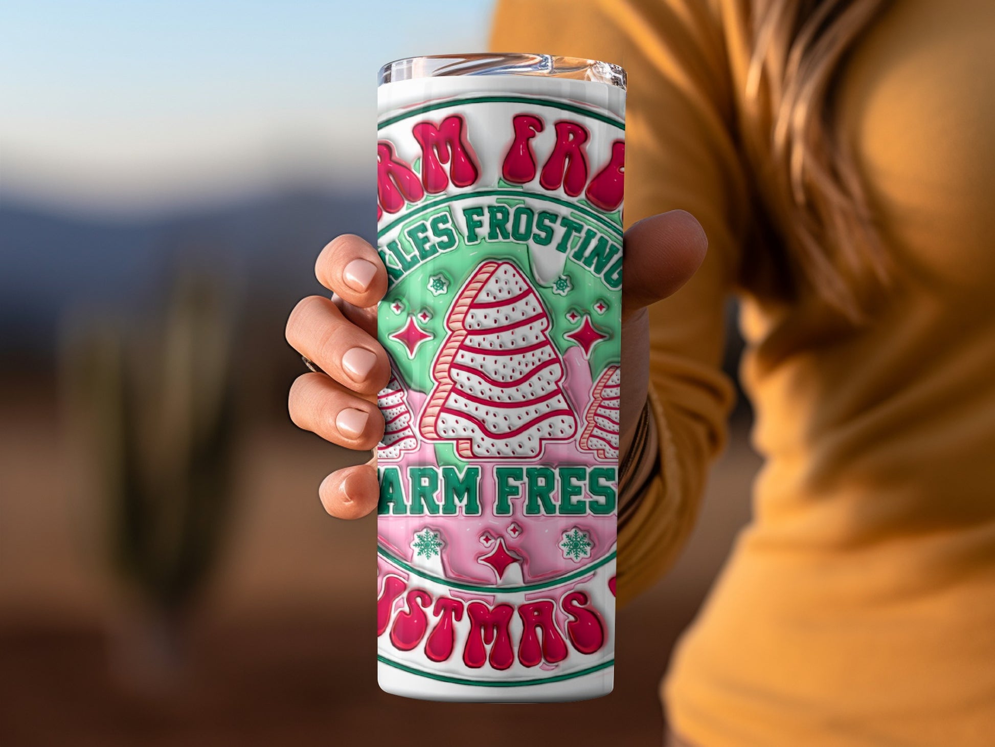 Farm Fresh Pine Trees Frosting Christmas Tumbler
