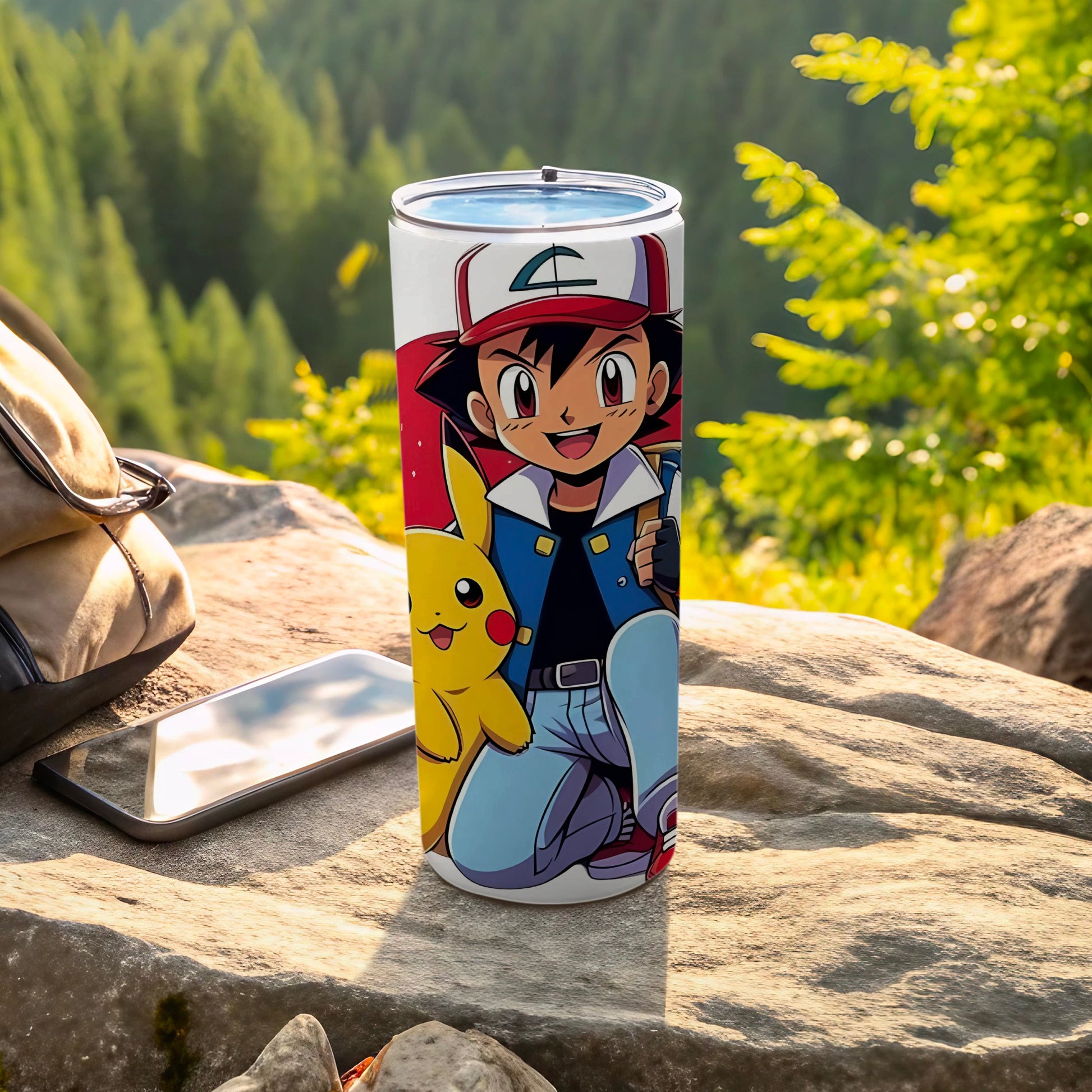 Ash Ketchum with Pikachu Travel Tumbler for Fans
