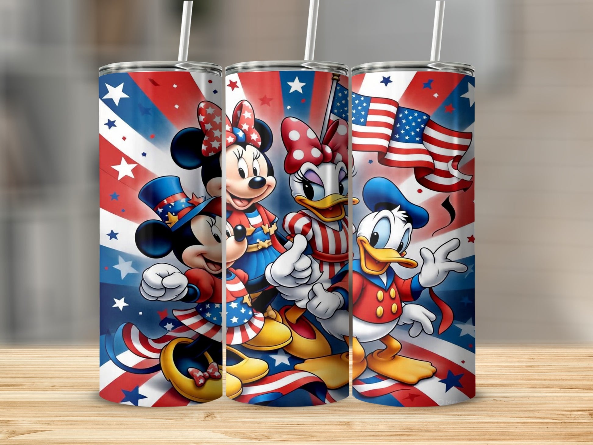 Patriotic Themed Disney Character Tumbler Set