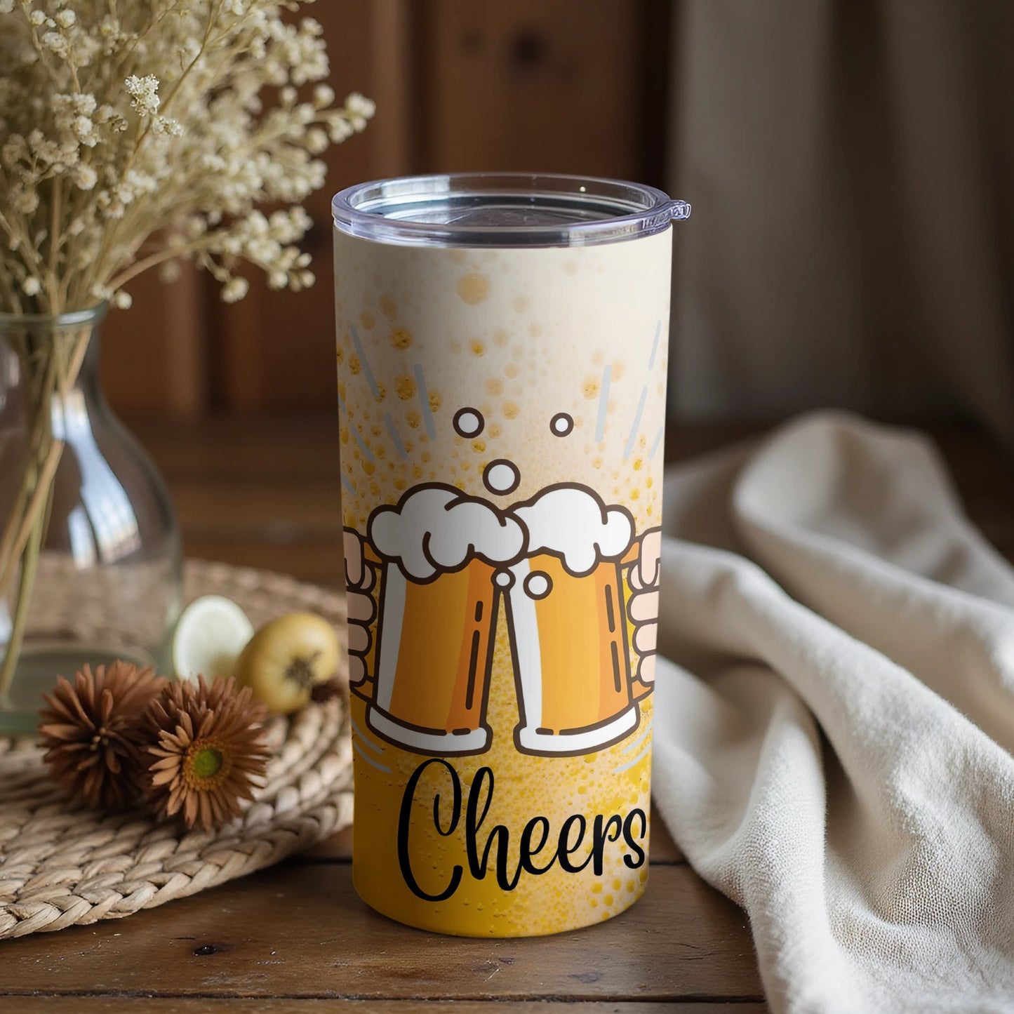 Cheers Beer Mug Design Drinking Tumbler Cup