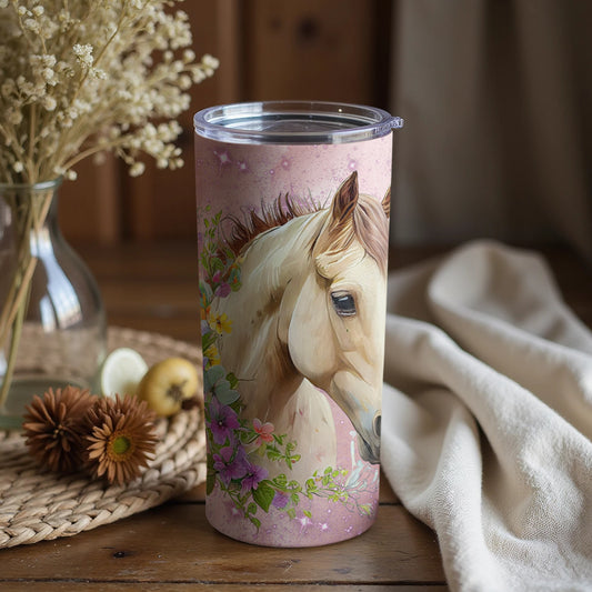 Beautiful Horse Design Tall Tumbler for Beverage Enthusiasts