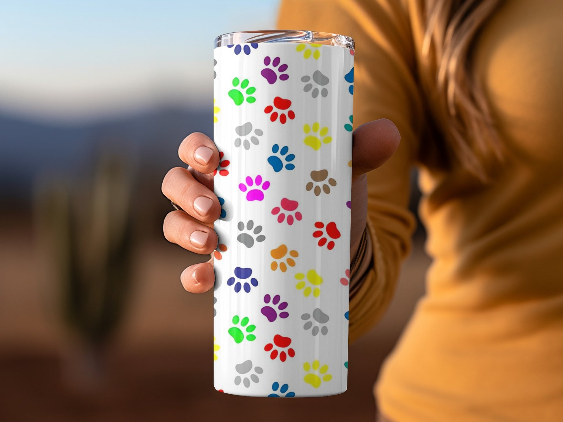 Colorful Paw Prints Tumbler for Pet Lovers