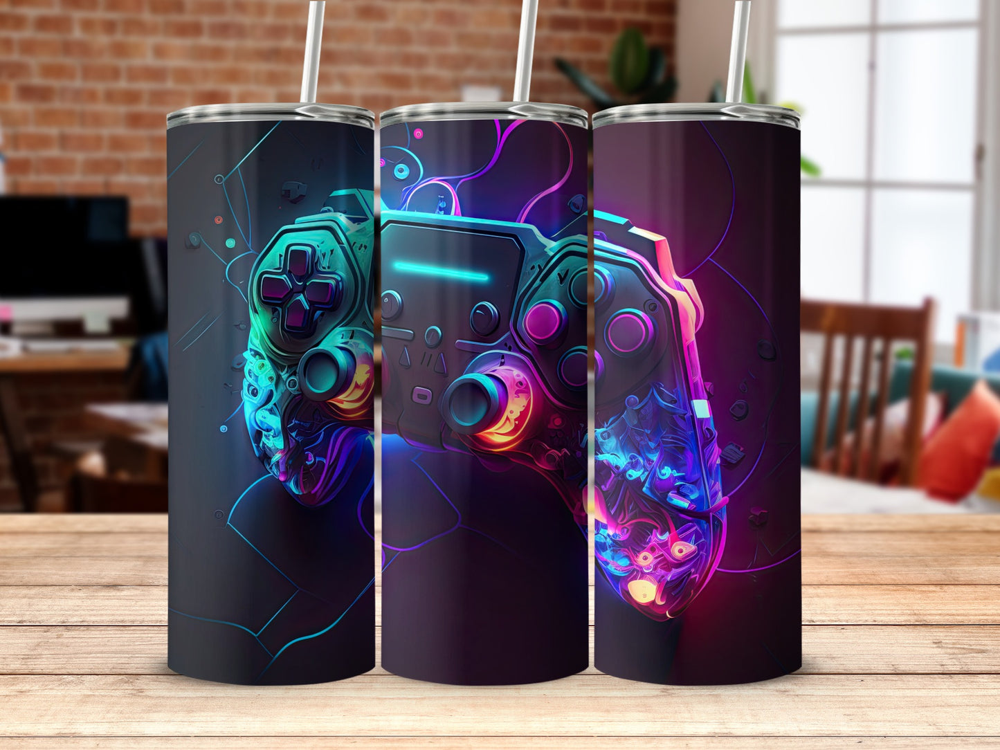 Vibrant Gaming Controller Design Insulated Tumbler