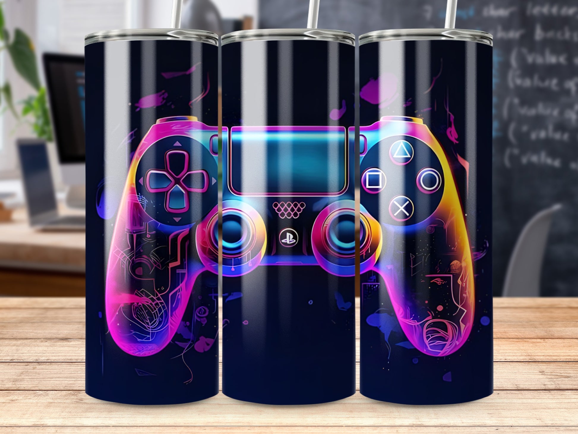 Vibrant Gaming Controller Design Tumbler Drinking Cup