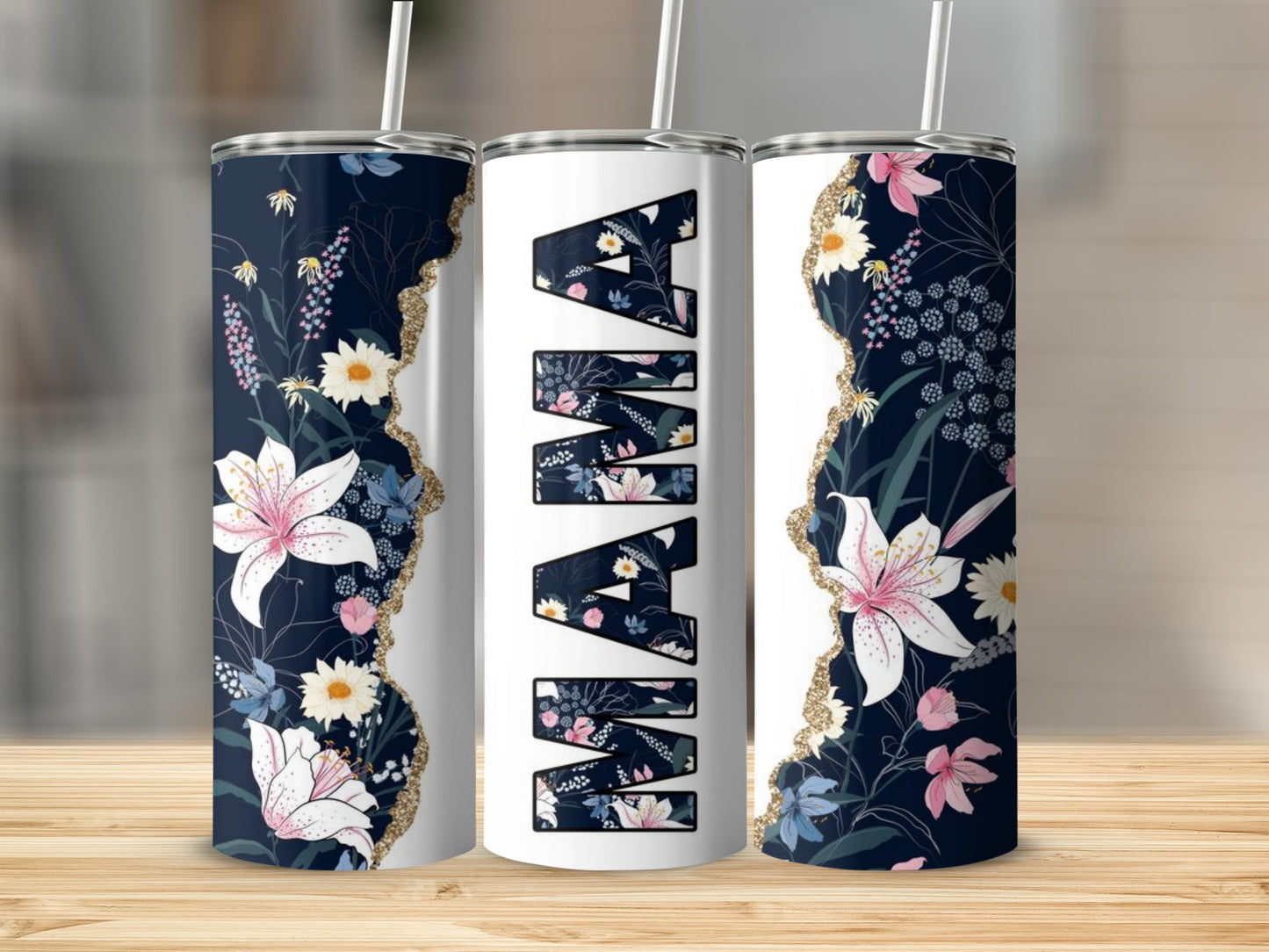 Floral Personalized Tumbler with Name Design