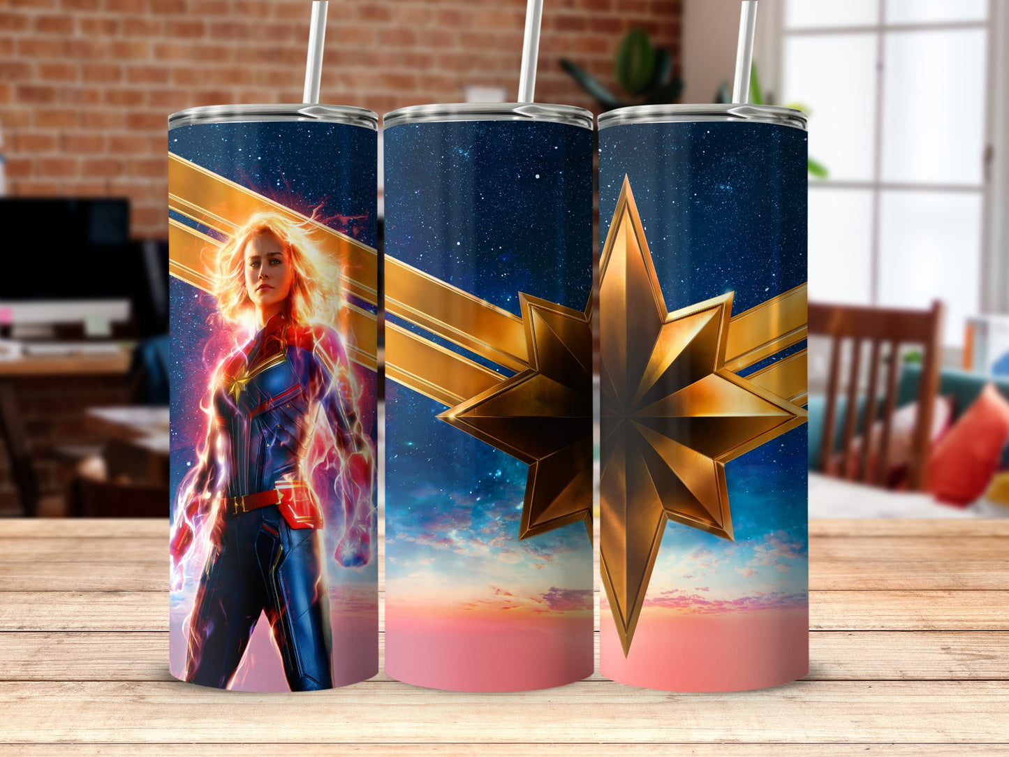 Captain Marvel Cosmic Galaxy Heroine Star Emblem Tumbler product type