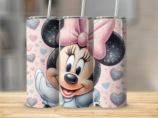 Minnie Mouse Tumbler Cup with Hearts and Sparkles