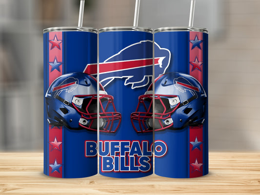 Buffalo Bills Football Helmets and Stars Pattern Tumblers