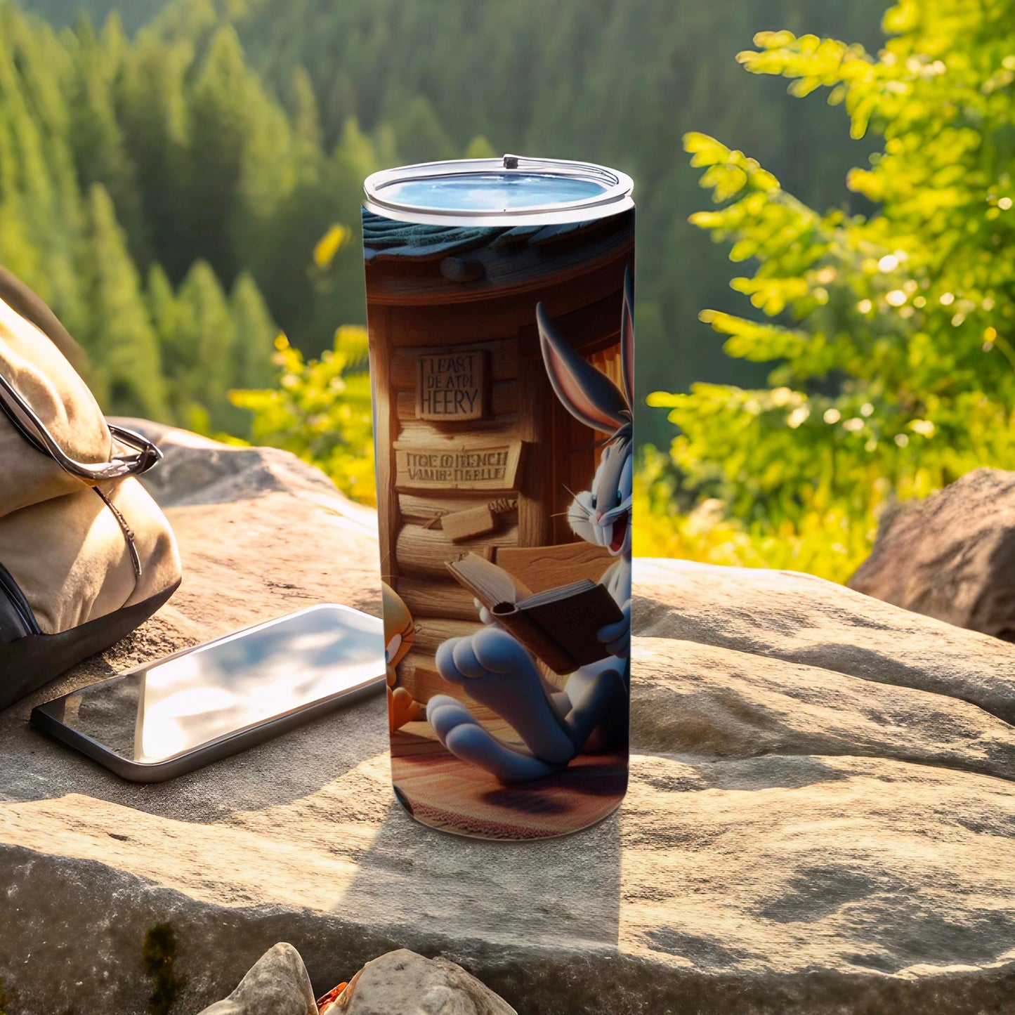 Bugs Bunny Reading Scene Tumbler Cup 20 oz