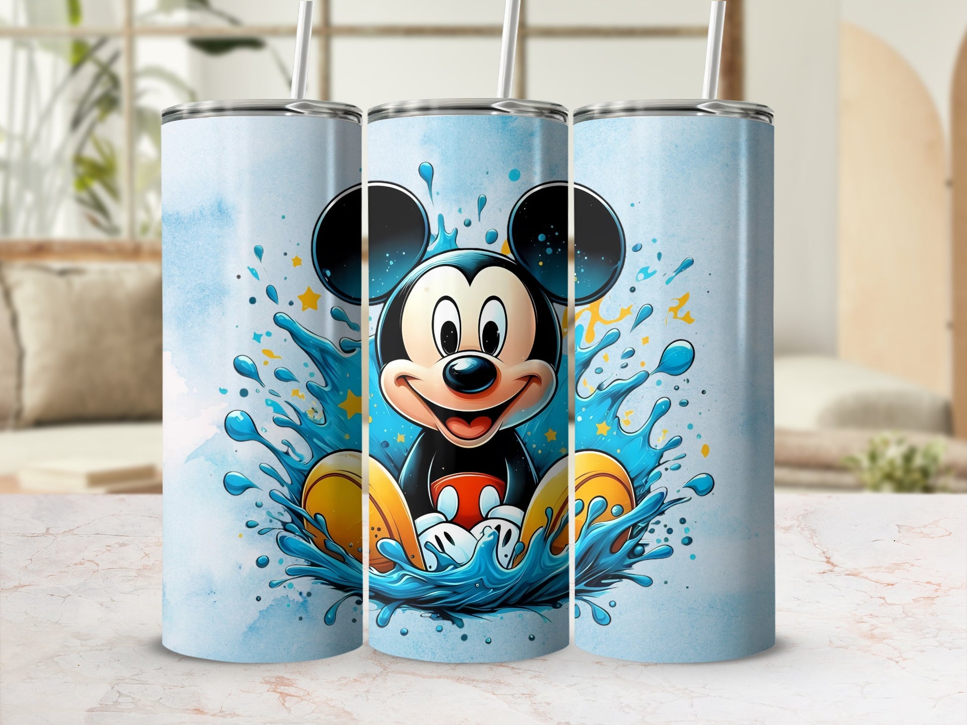 Cute Cartoon Character Splash Design Stainless Steel Tumbler