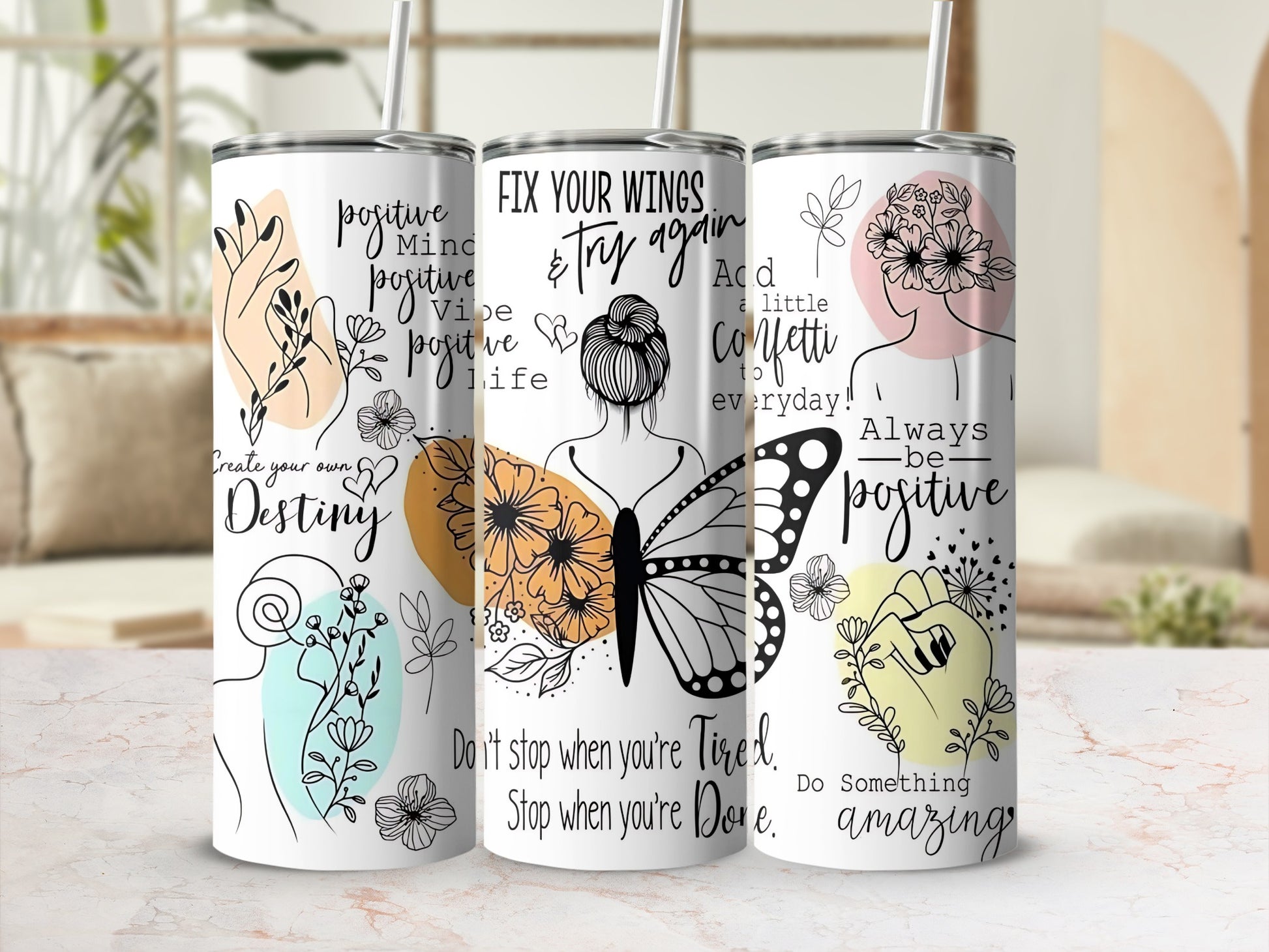 Motivational Quotes and Art Design Tumbler Collection